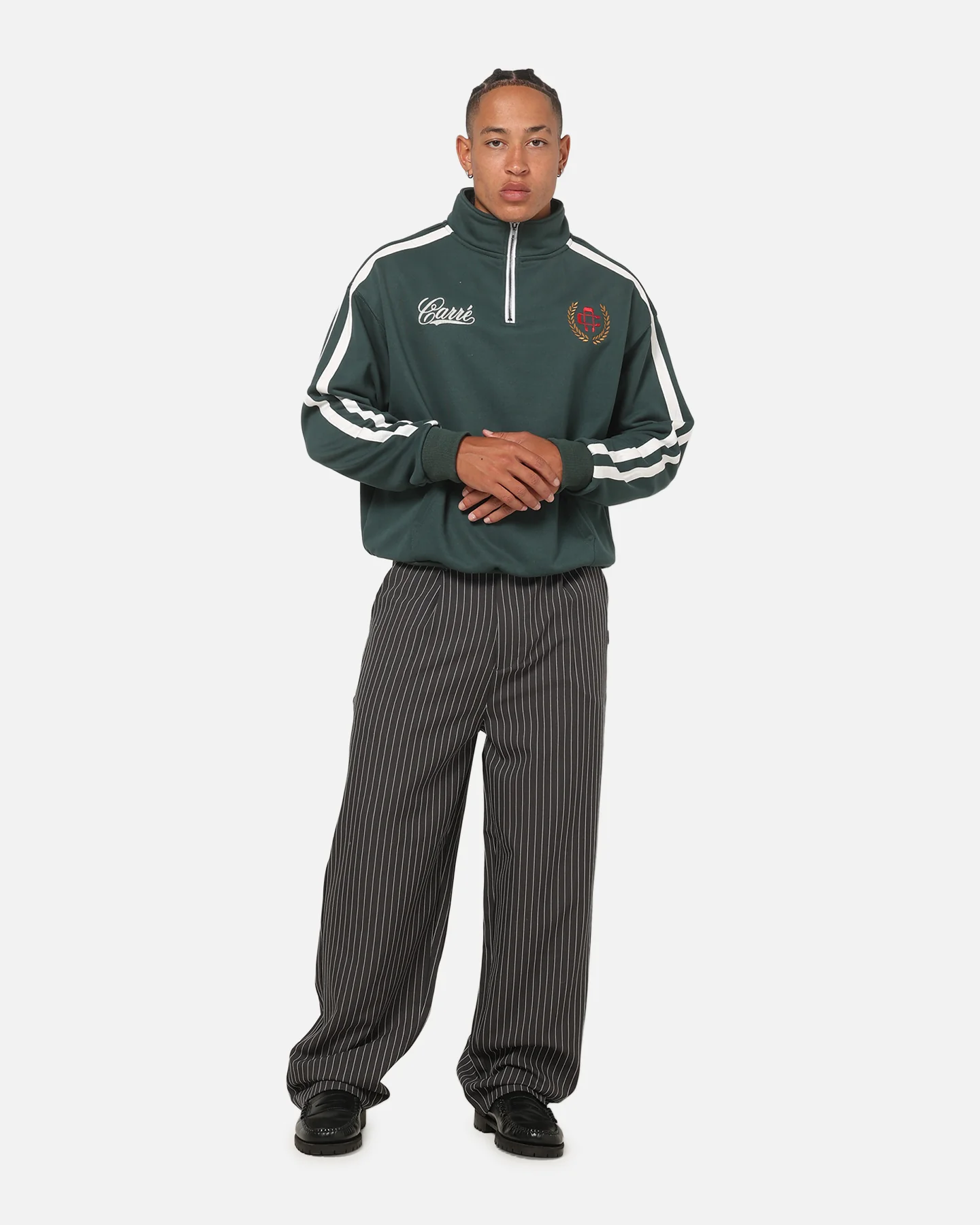 Carre Heritage Pleated Pants Black Pinstripe - Image 2