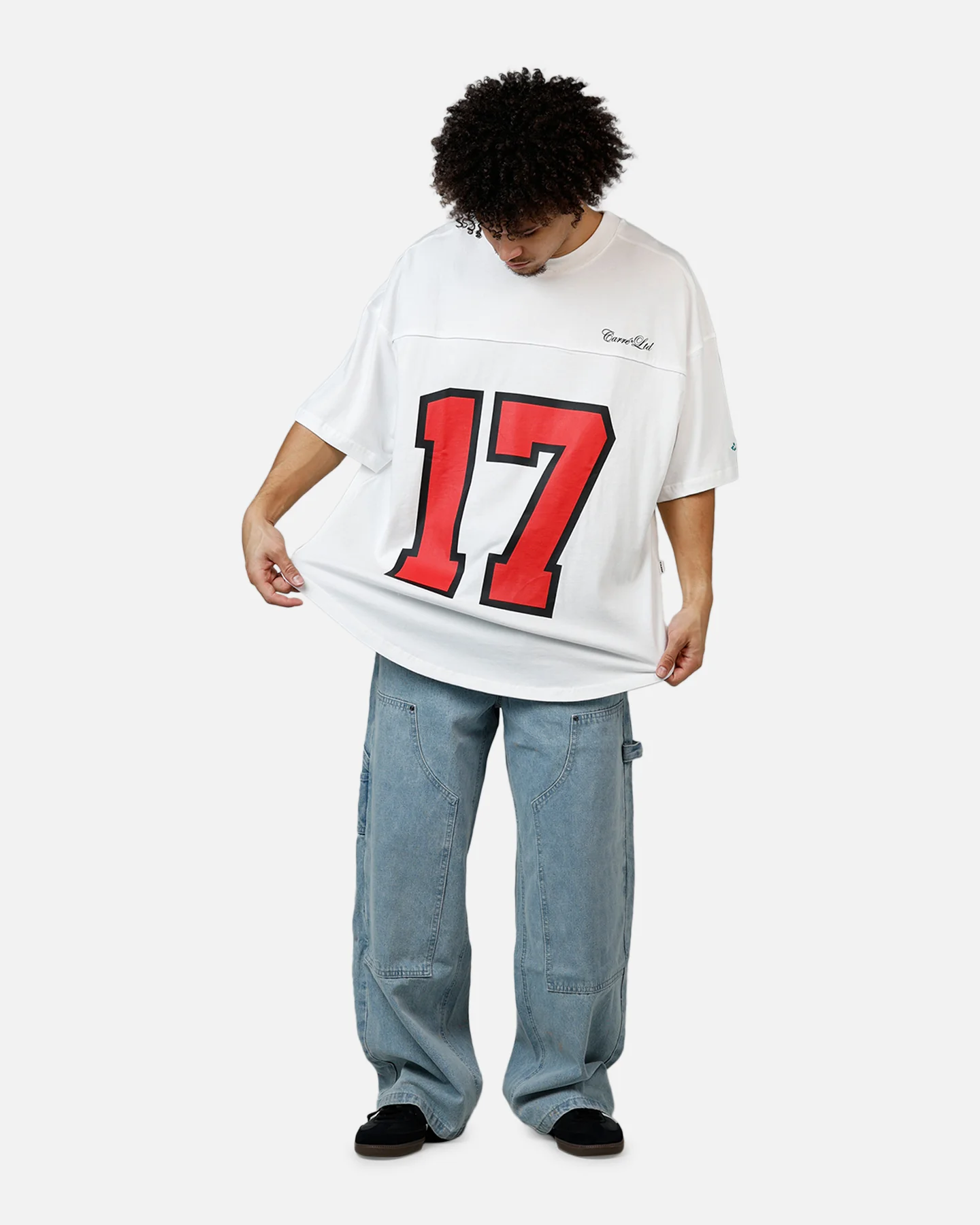 Carre Hitta Grid Iron T-Shirt Off White/Red - Image 3