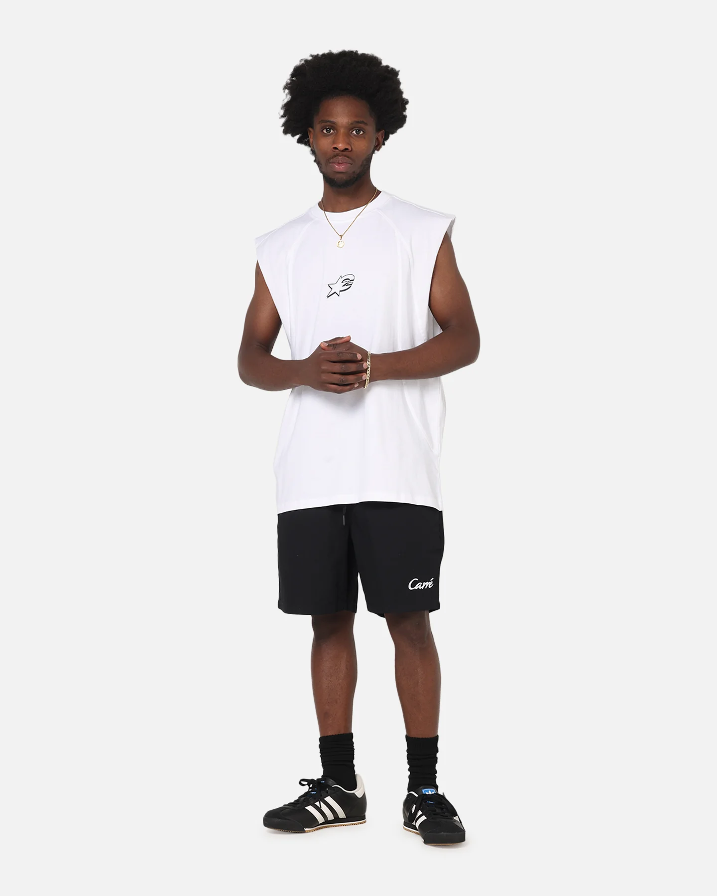 Carre Panelled Muscle T-Shirt White - Image 3