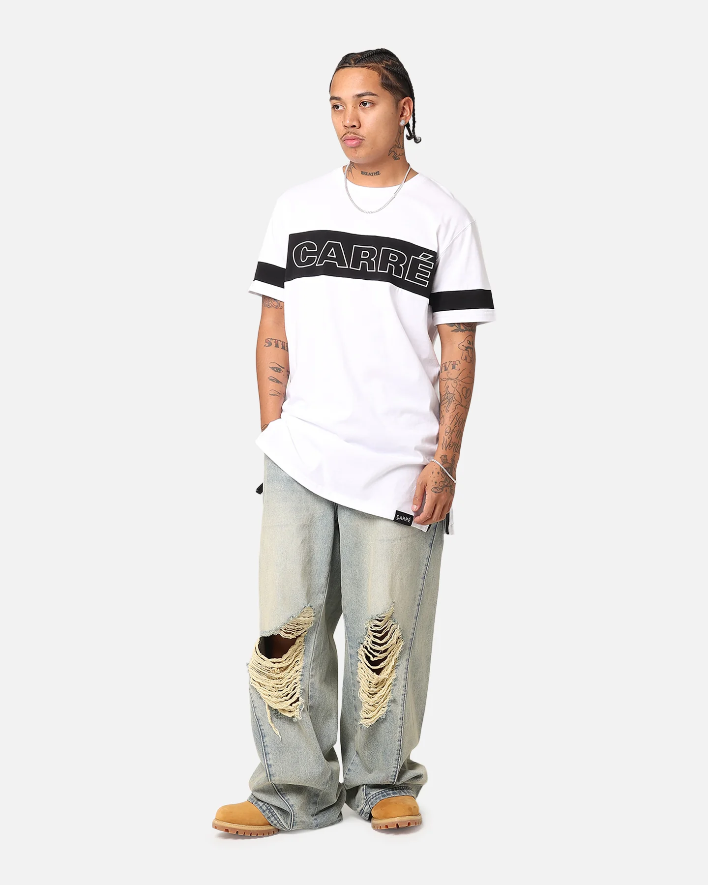Carré Panneau Short Sleeve T-Shirt White/Black - Image 2