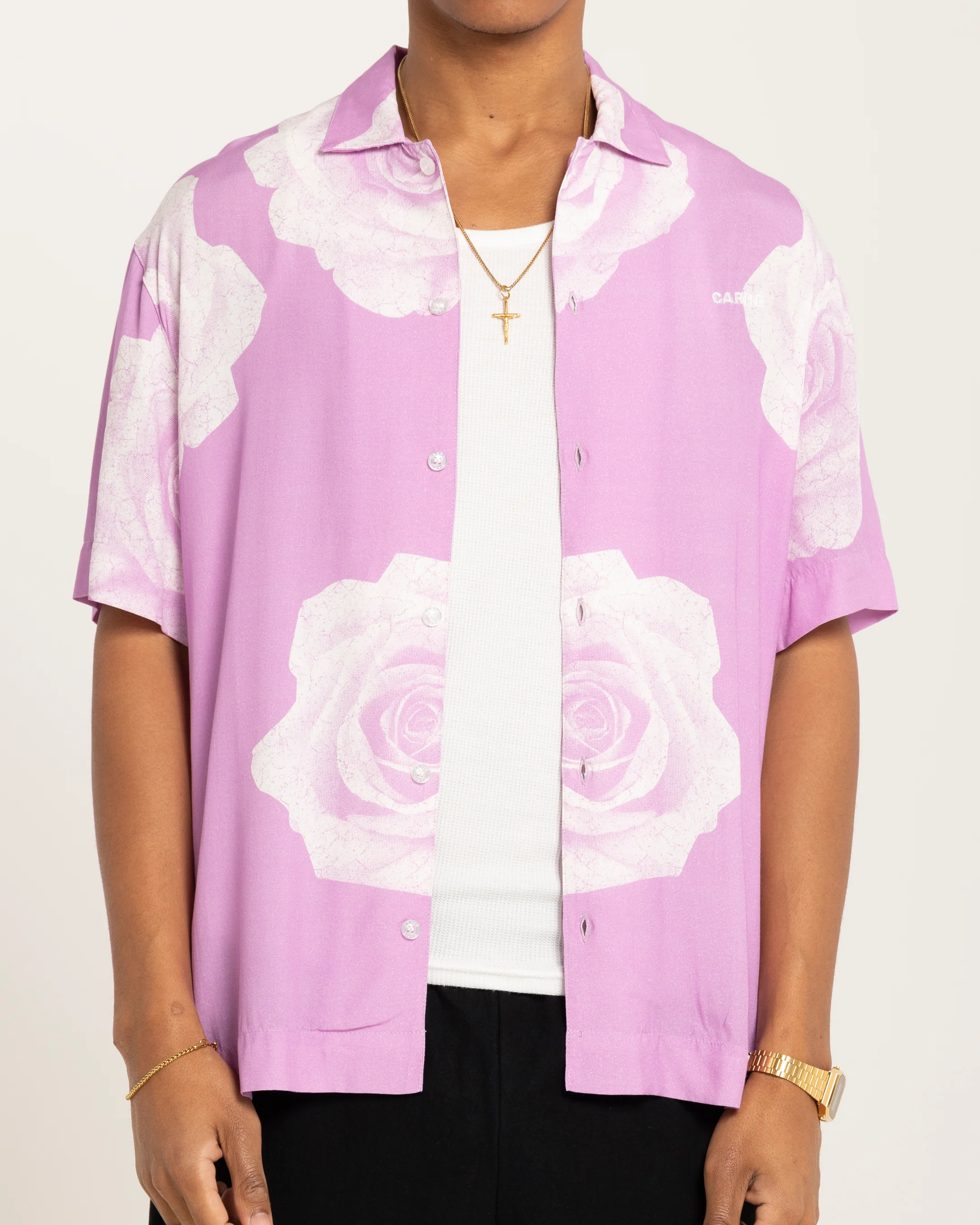 Carré Rose Bunch Button Up Shirt Pastel Purple - Image 3