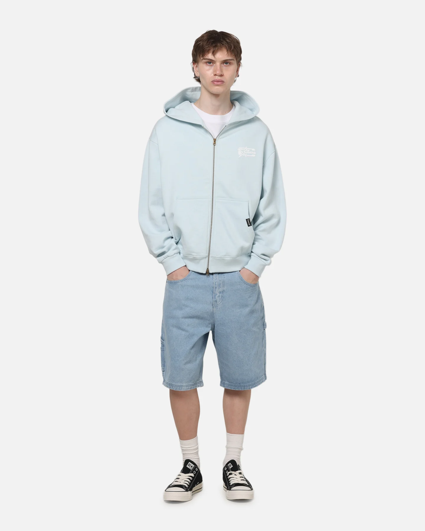 Carre Signature Zip Hoodie Light Blue - Image 2