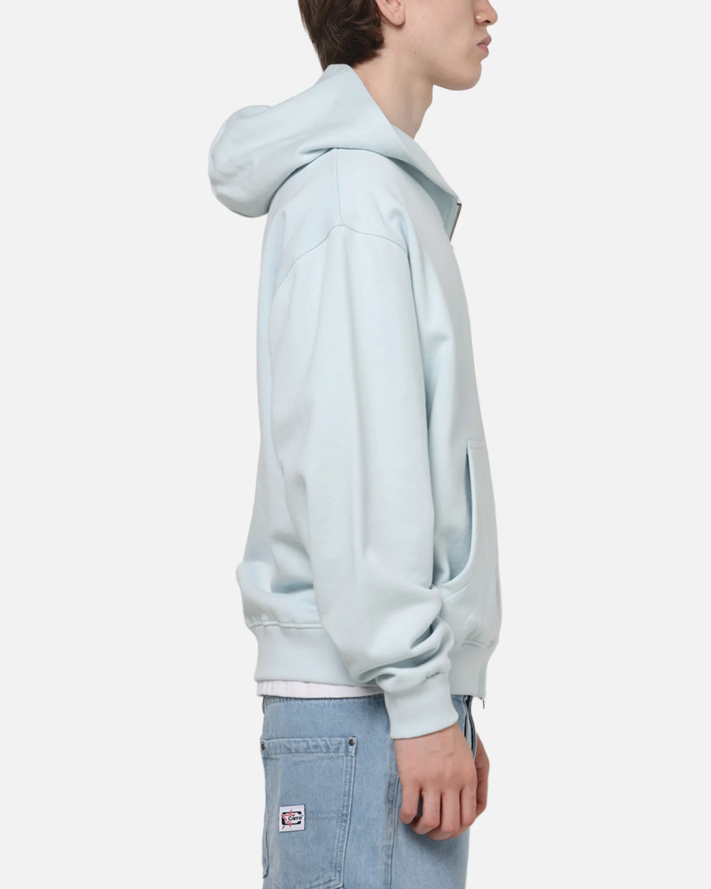 Carre Signature Zip Hoodie Light Blue - Image 4