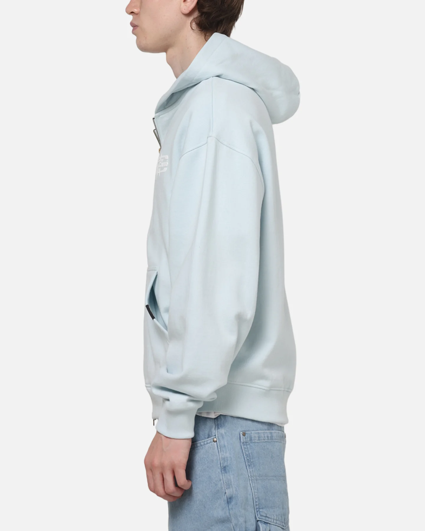 Carre Signature Zip Hoodie Light Blue - Image 5