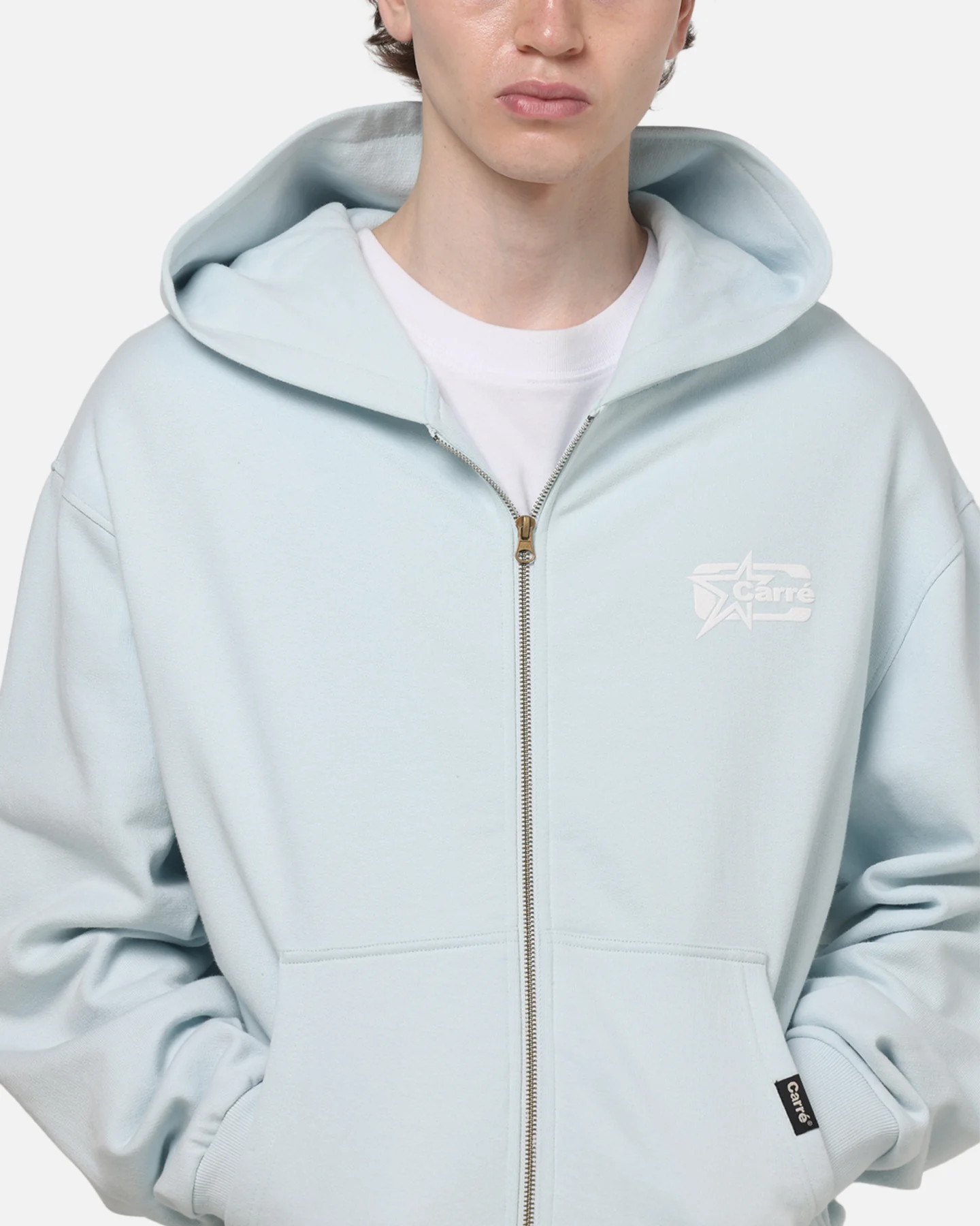 Carre Signature Zip Hoodie Light Blue - Image 6