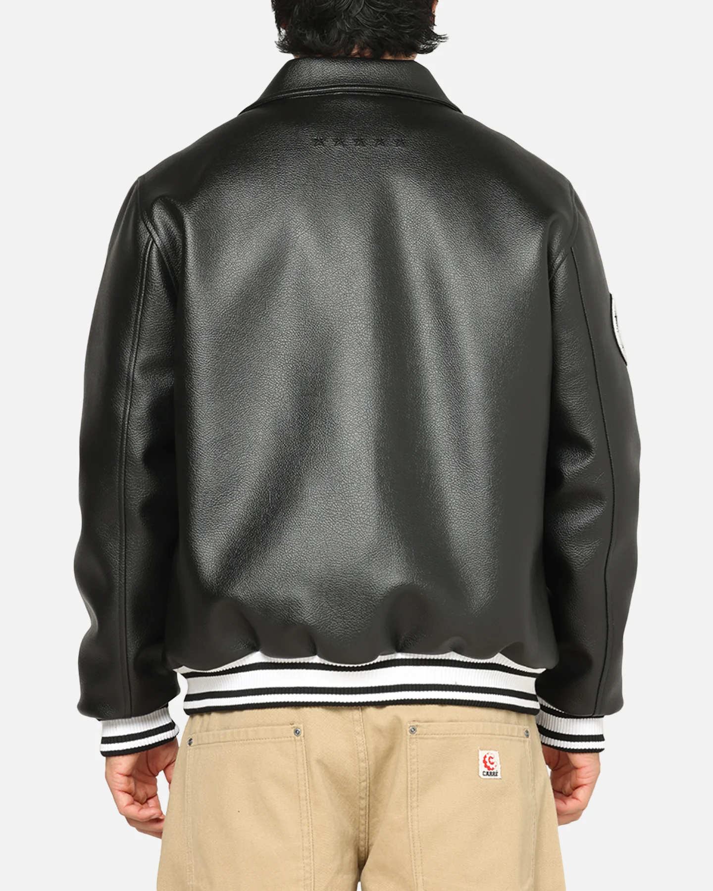 Carre Vegan Leather Varsity Jacket Black/White - Image 3