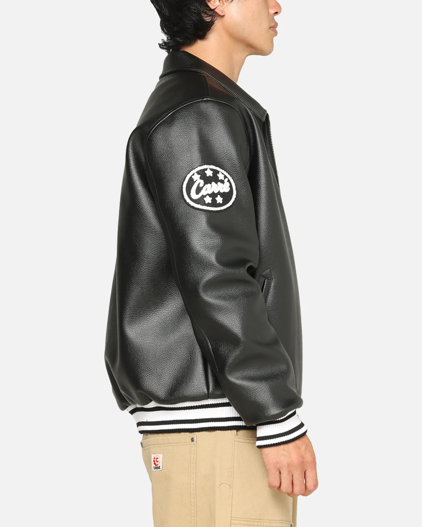 Carre Vegan Leather Varsity Jacket Black/White - Image 4