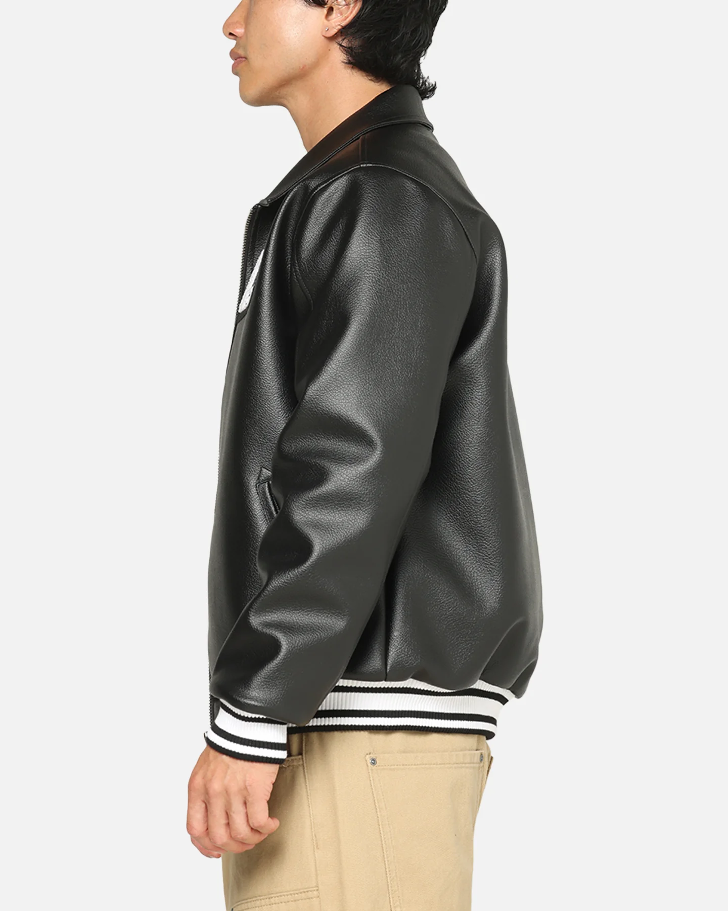 Carre Vegan Leather Varsity Jacket Black/White - Image 5