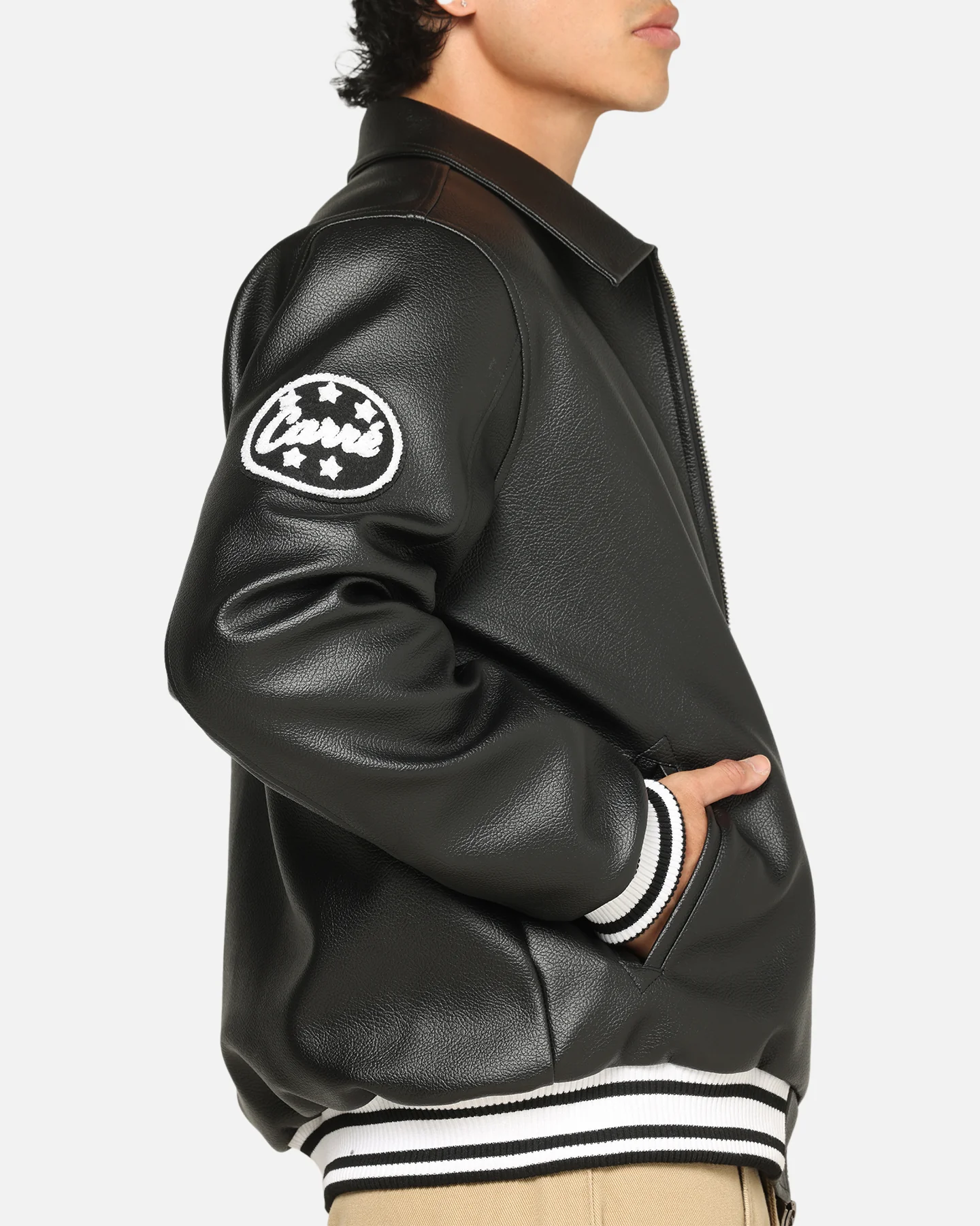 Carre Vegan Leather Varsity Jacket Black/White - Image 8