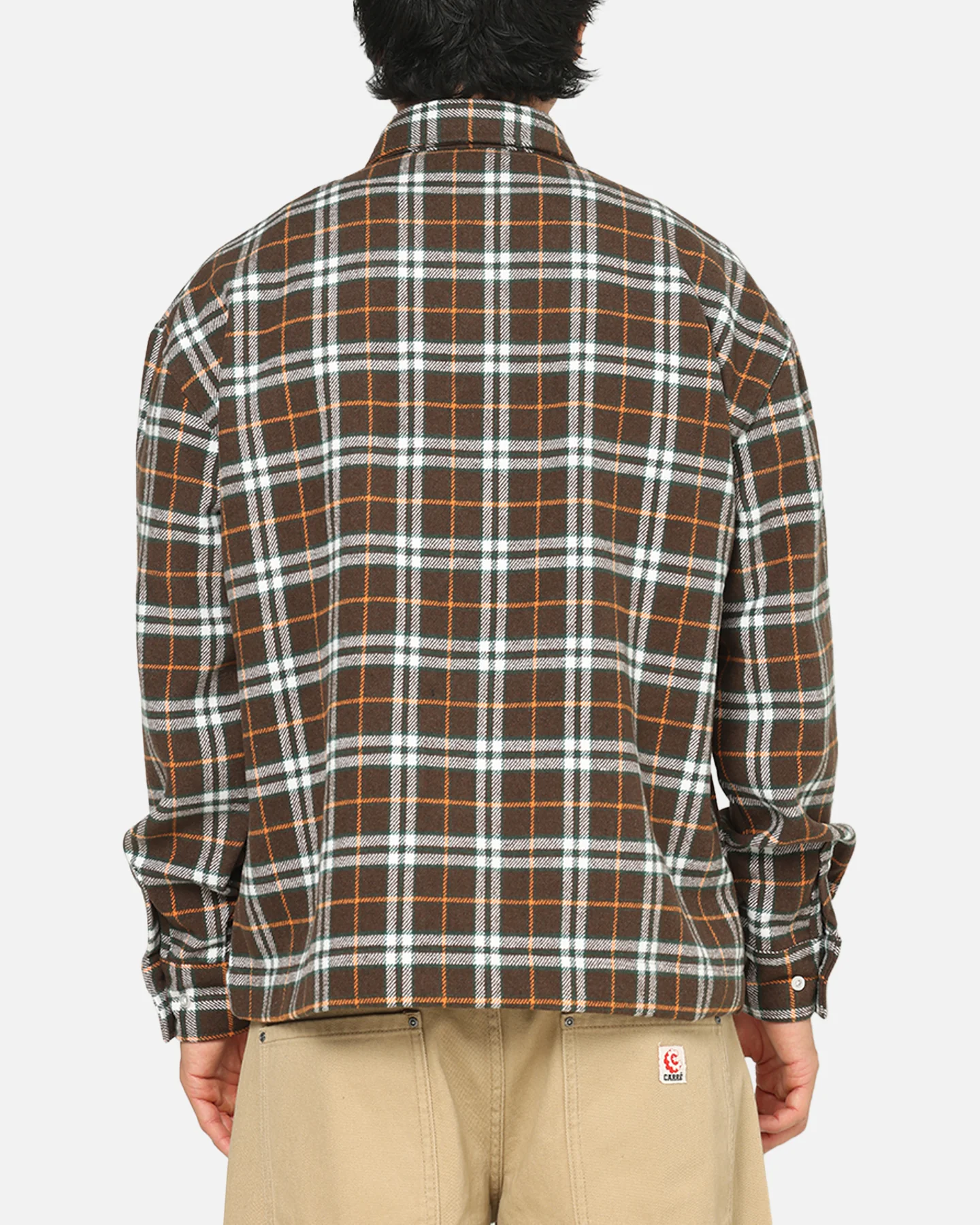 Carre Workwear Long Sleeve Button Up Shirt Brown-Plaid - Image 3