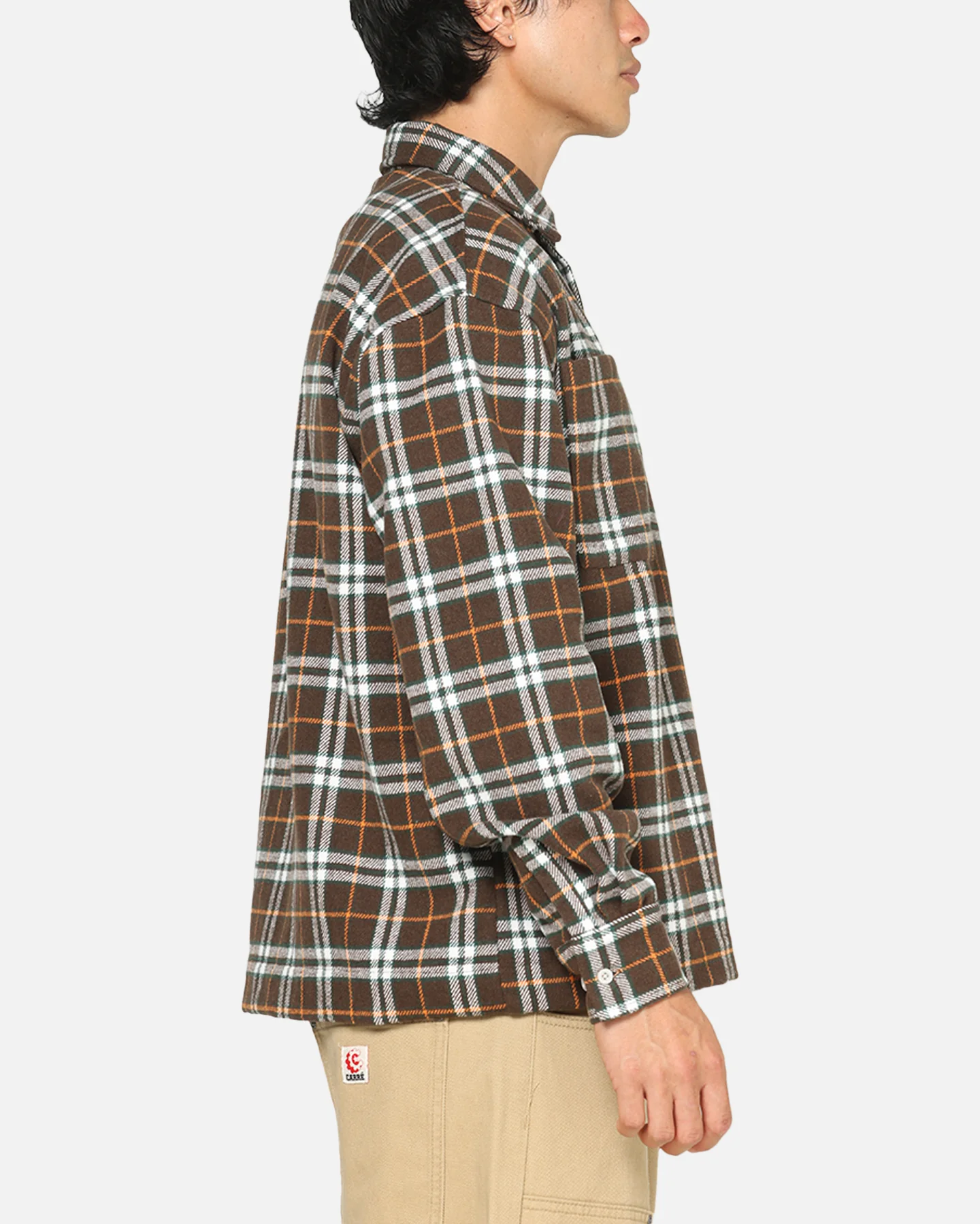 Carre Workwear Long Sleeve Button Up Shirt Brown-Plaid - Image 4