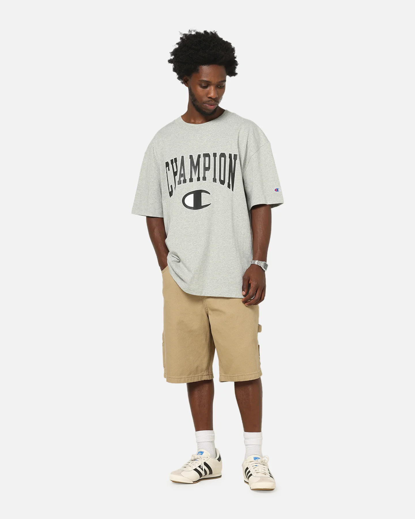Champion CH Crew Athletic T-Shirt Grey Marle - Image 2