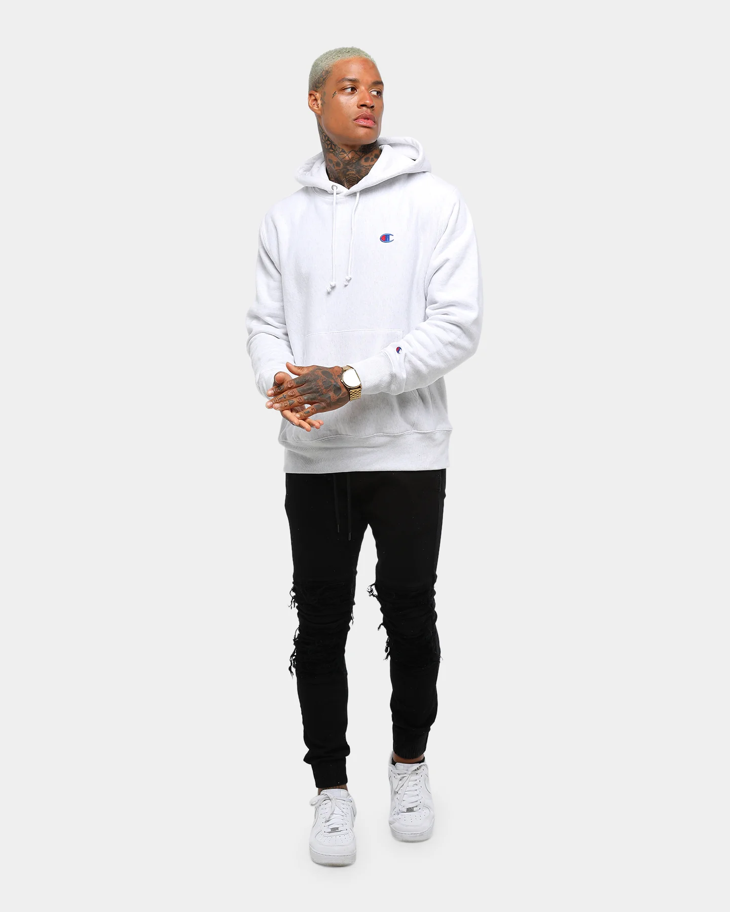 Champion Rev Weave Hoodie Silver - Image 2