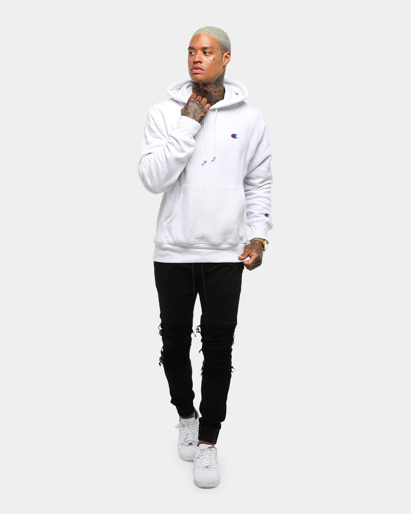 Champion Rev Weave Hoodie Silver - Image 7
