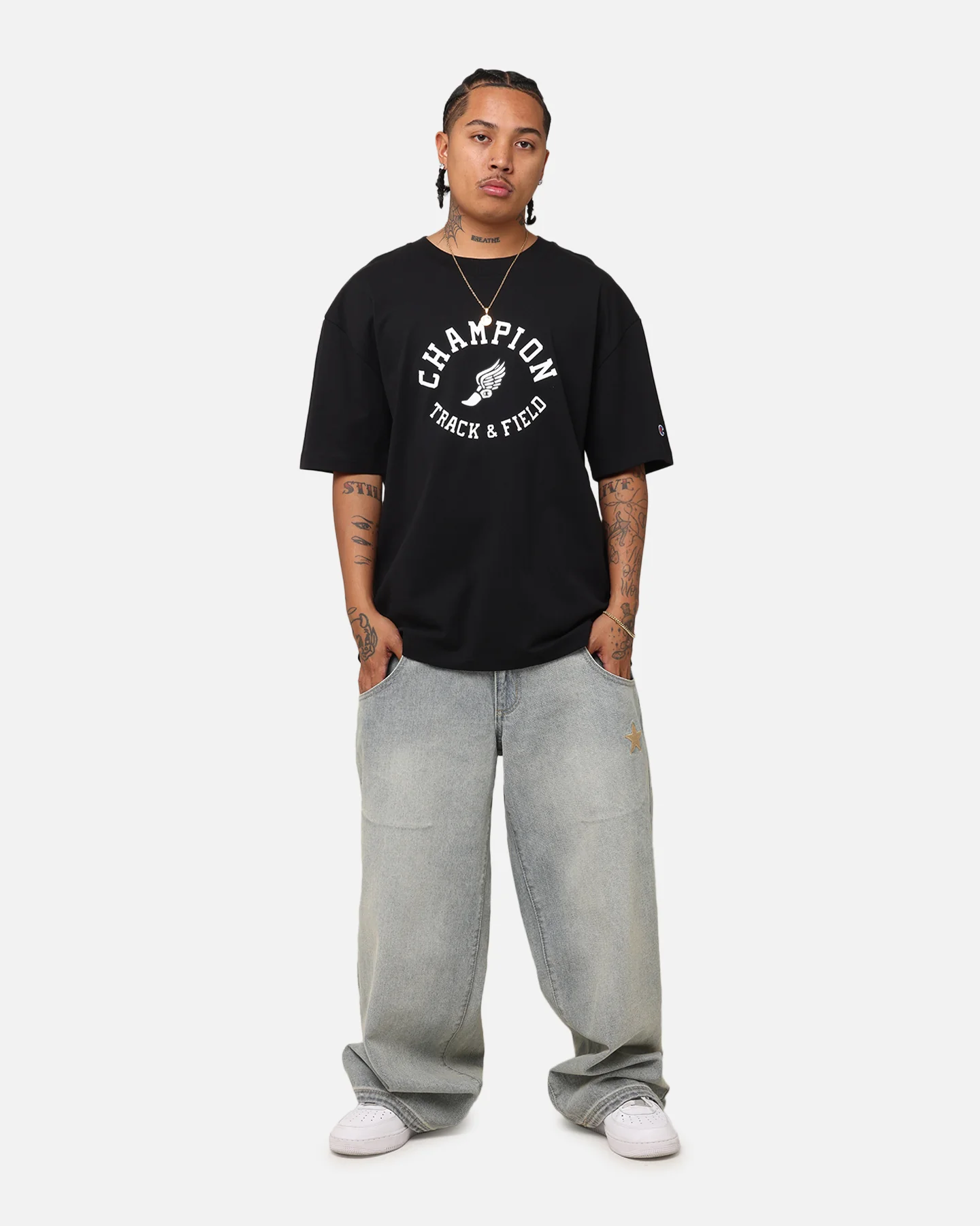Champion Heritage Collegiate Track And Field T-Shirt Black - Image 2