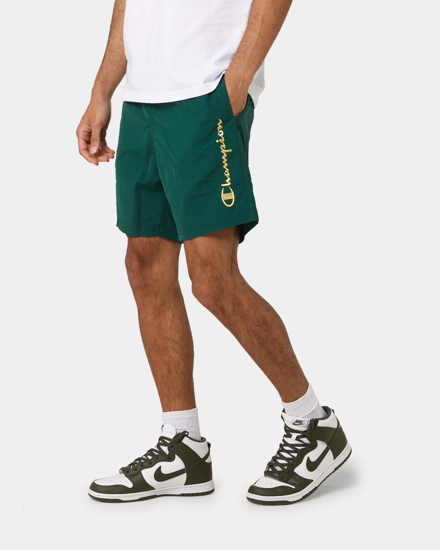 Champion LFS Nylon Shorts Midfield Green/Gold - Image 6
