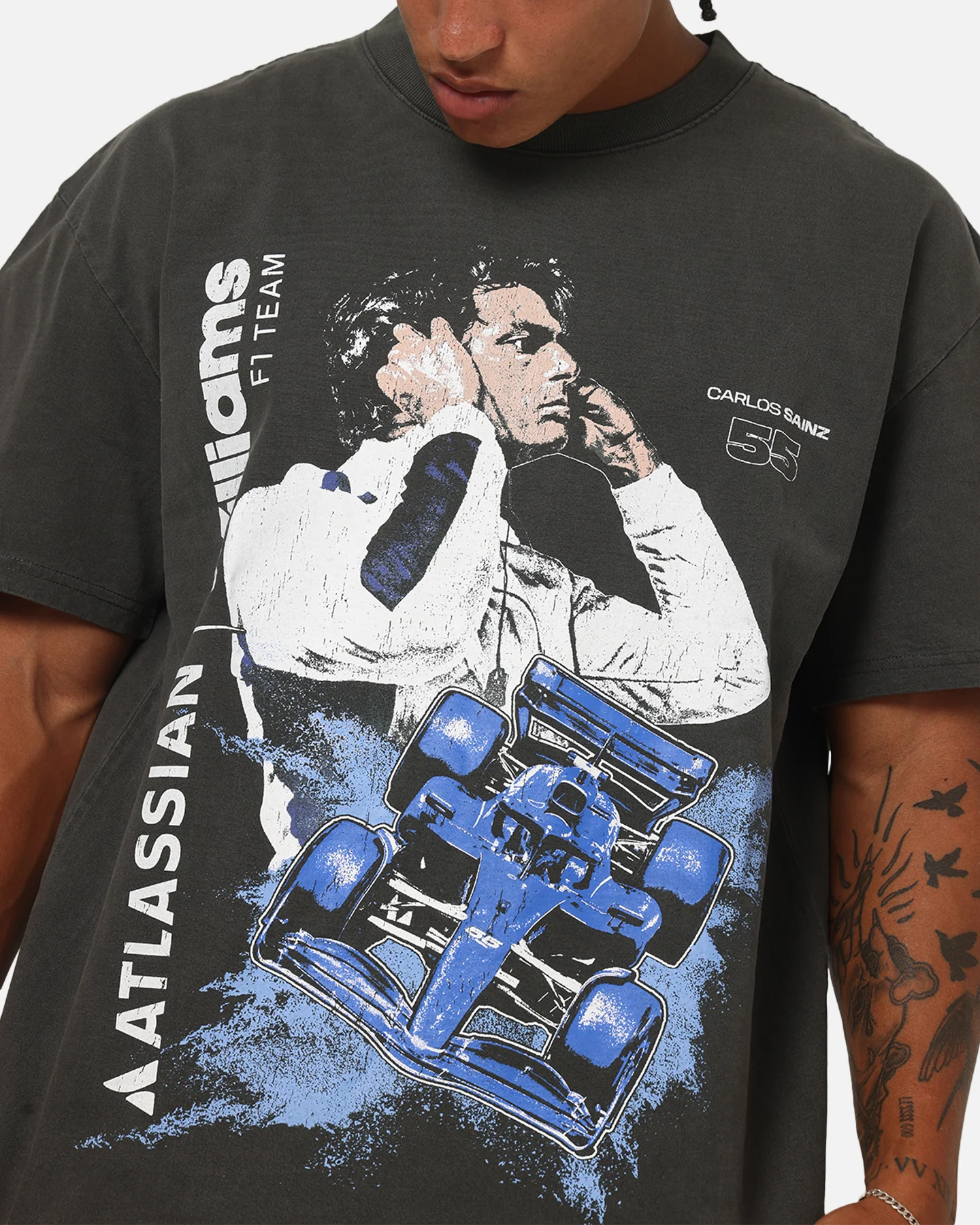 Culture Kings X Atlassian Williams F1 Team Carlos Sainz Jr. T-Shirt Black Acidwash - Image 7