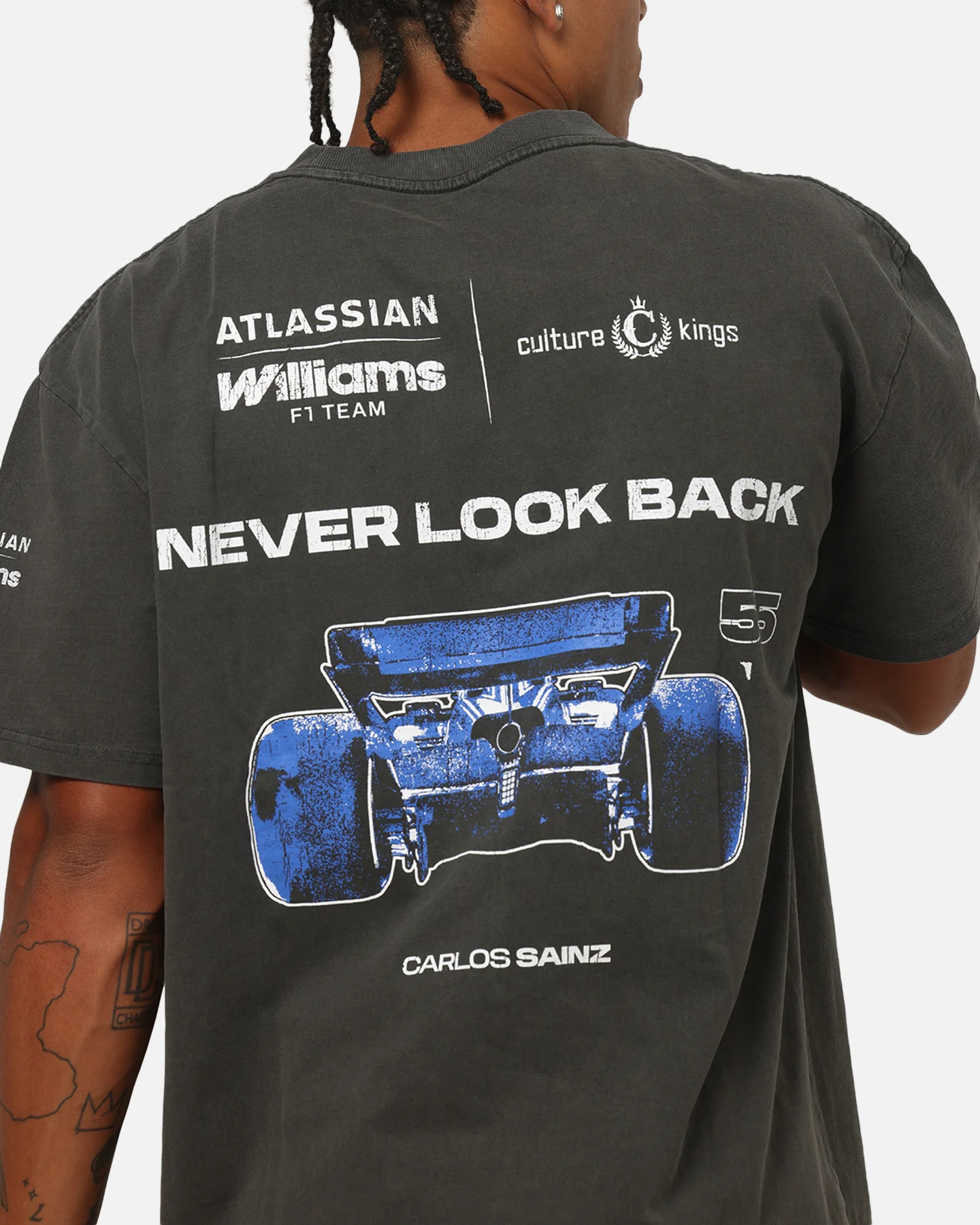 Culture Kings X Atlassian Williams F1 Team Carlos Sainz Jr. T-Shirt Black Acidwash - Image 8