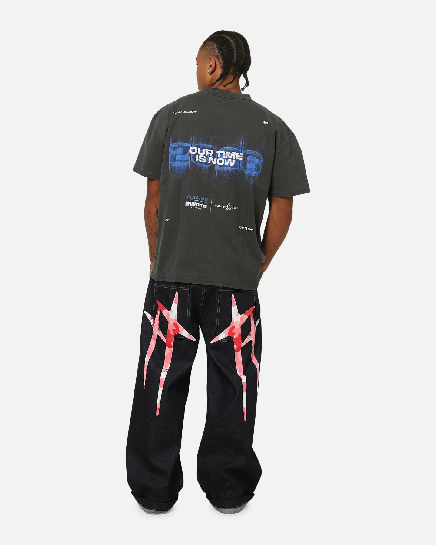 Culture Kings X Atlassian Williams F1 Team Alex Albon Heavy T-Shirt Black Acidwash - Image 4