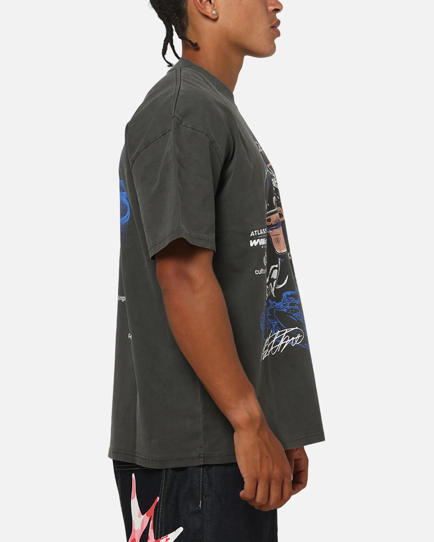 Culture Kings X Atlassian Williams F1 Team Alex Albon Heavy T-Shirt Black Acidwash - Image 5