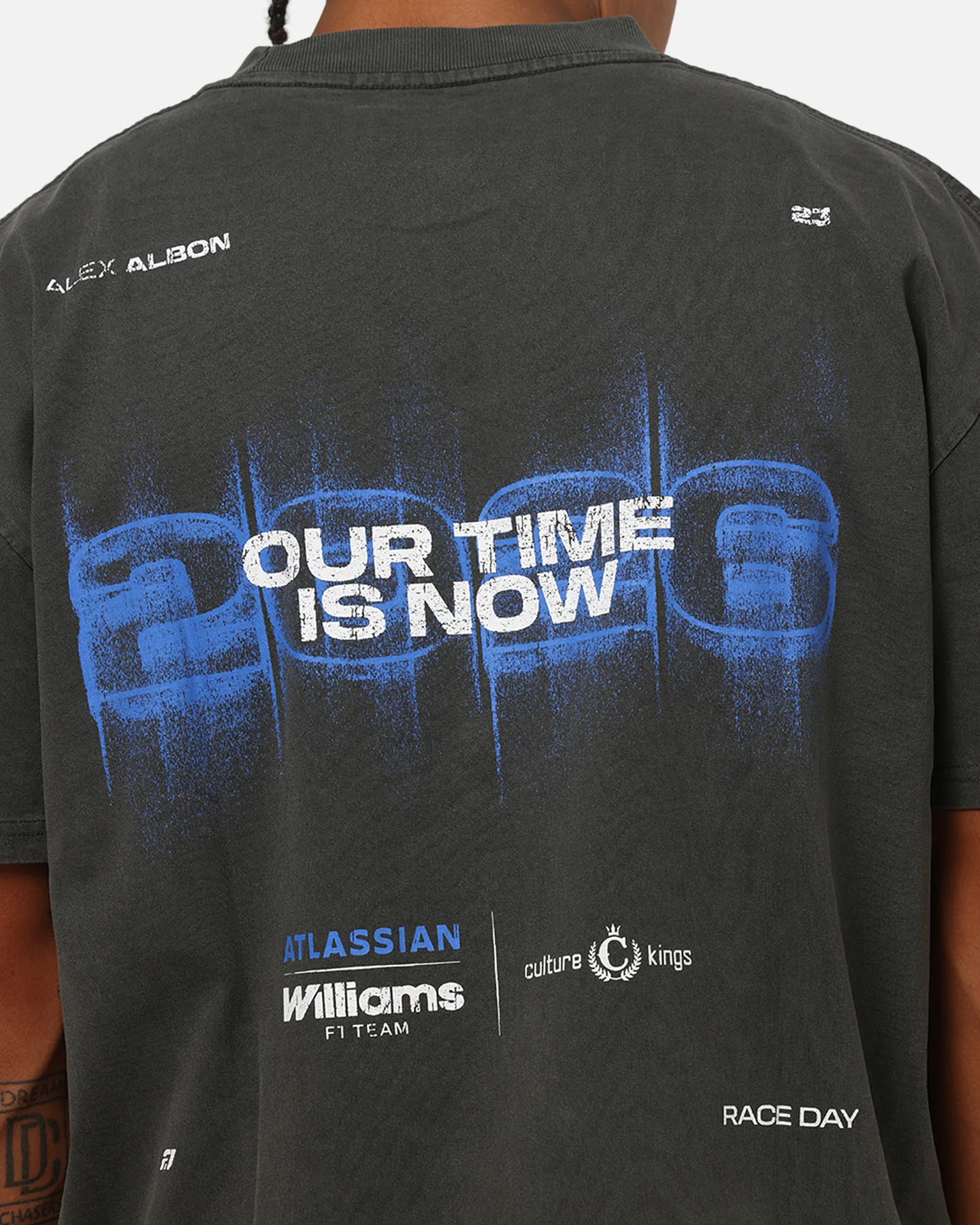Culture Kings X Atlassian Williams F1 Team Alex Albon Heavy T-Shirt Black Acidwash - Image 8
