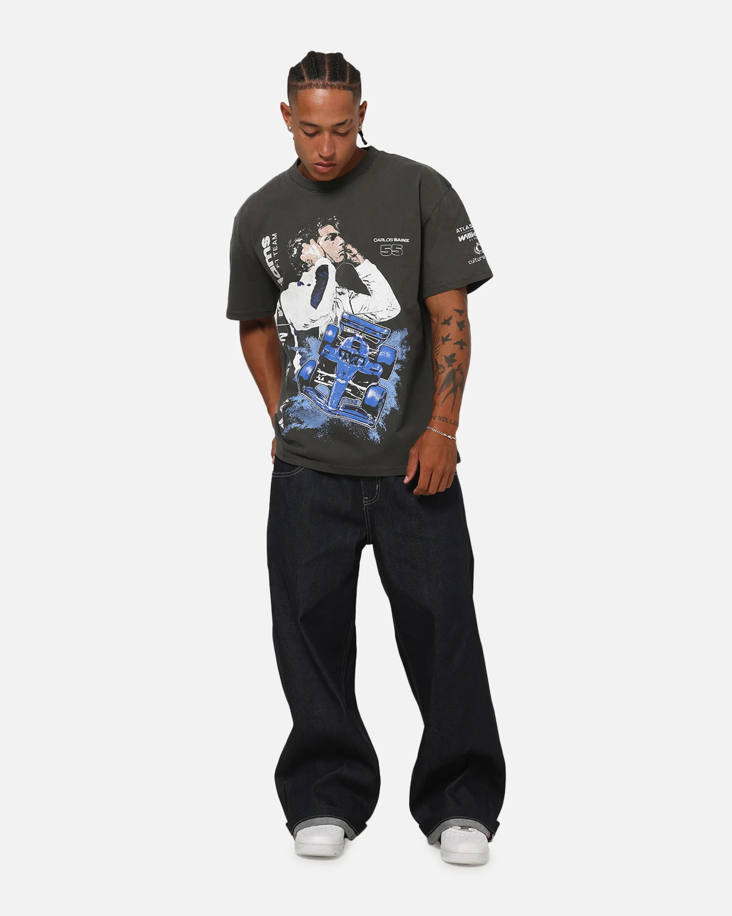Culture Kings X Atlassian Williams F1 Team Carlos Sainz Jr. Heavy T-Shirt Black Acidwash - Image 3