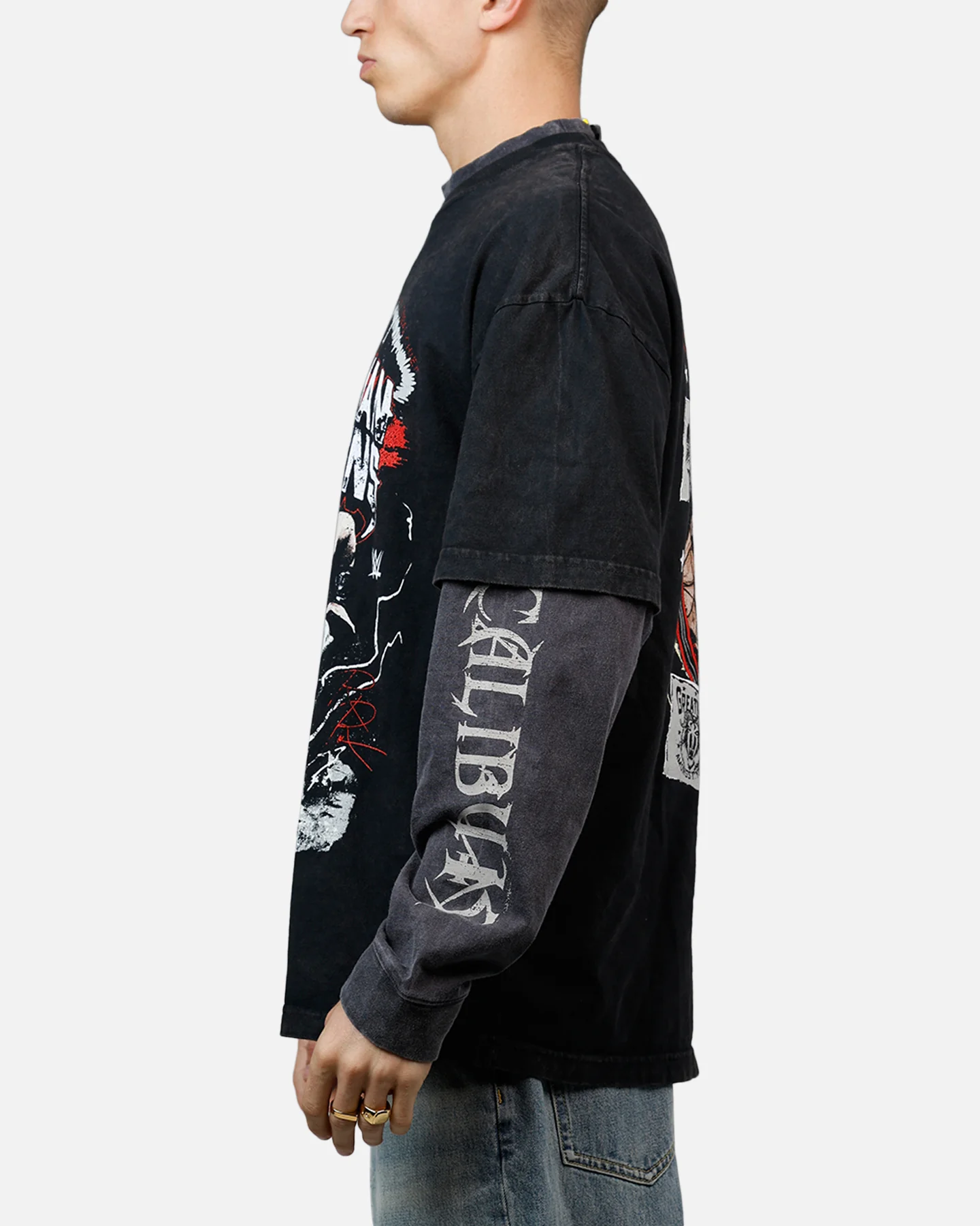 Culture Kings X WWE Roman Reigns Wrestlemania XLI Vintage T-Shirt Black Acidwash - Image 5