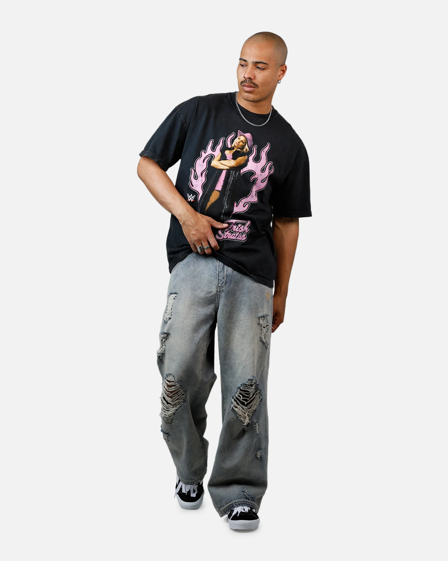 Culture Kings X WWE Trish Stratus Wrestlemania XLI Vintage T-Shirt Black Acidwash - Image 3