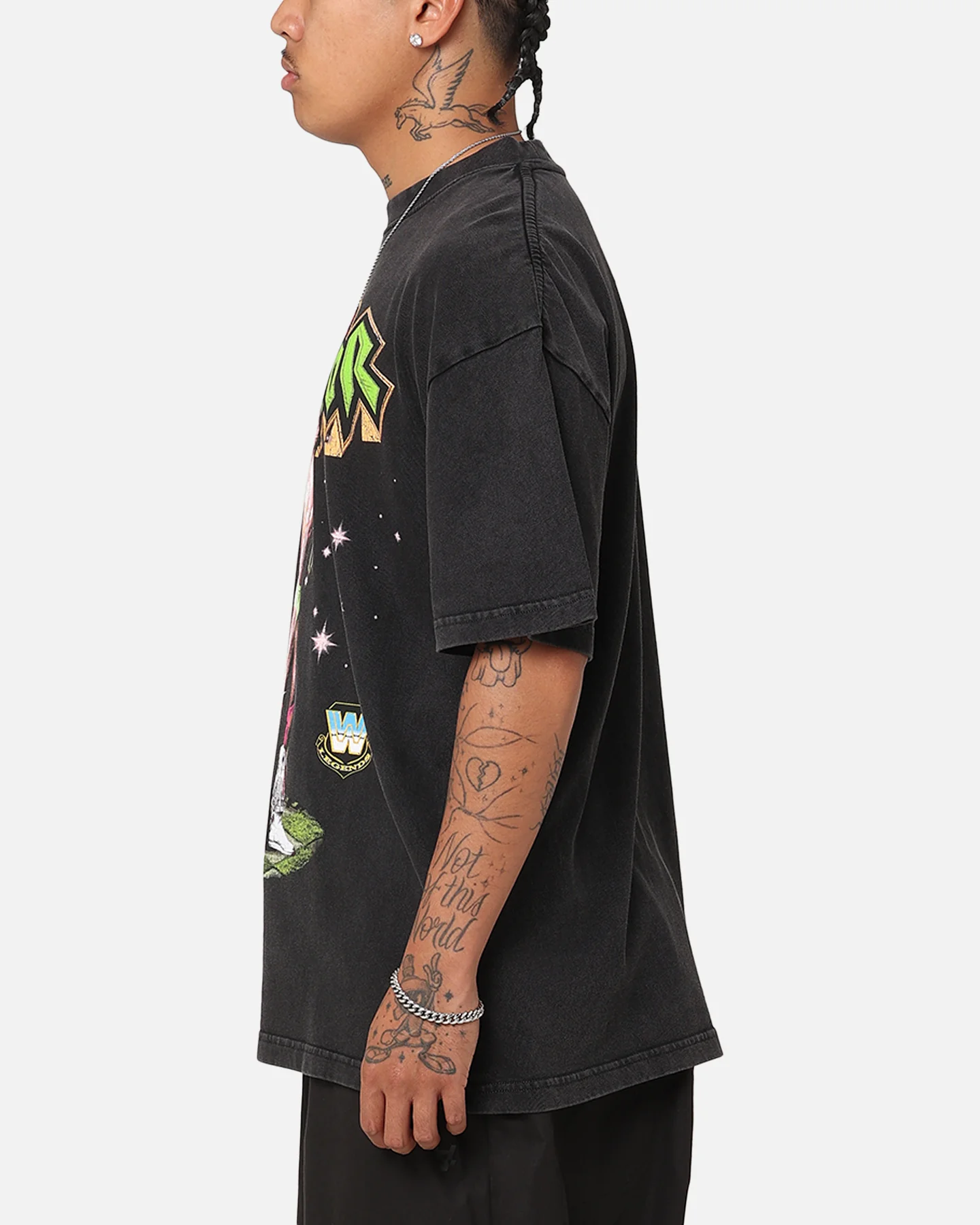 Culture Kings X WWE Ultimate Warrior Vintage T-Shirt Black Acidwash - Image 5