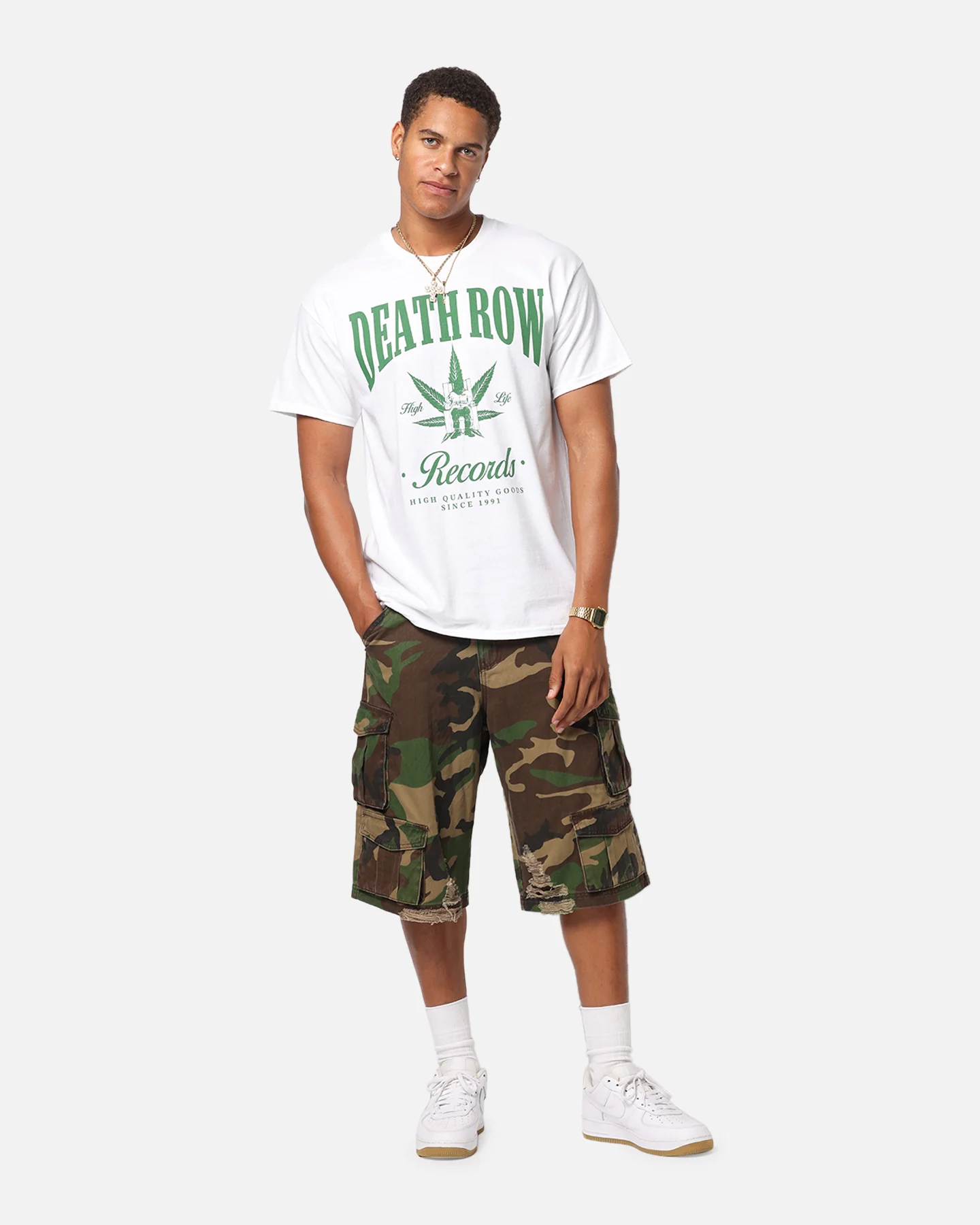 Deathrow Records High Life T-Shirt White - Image 2