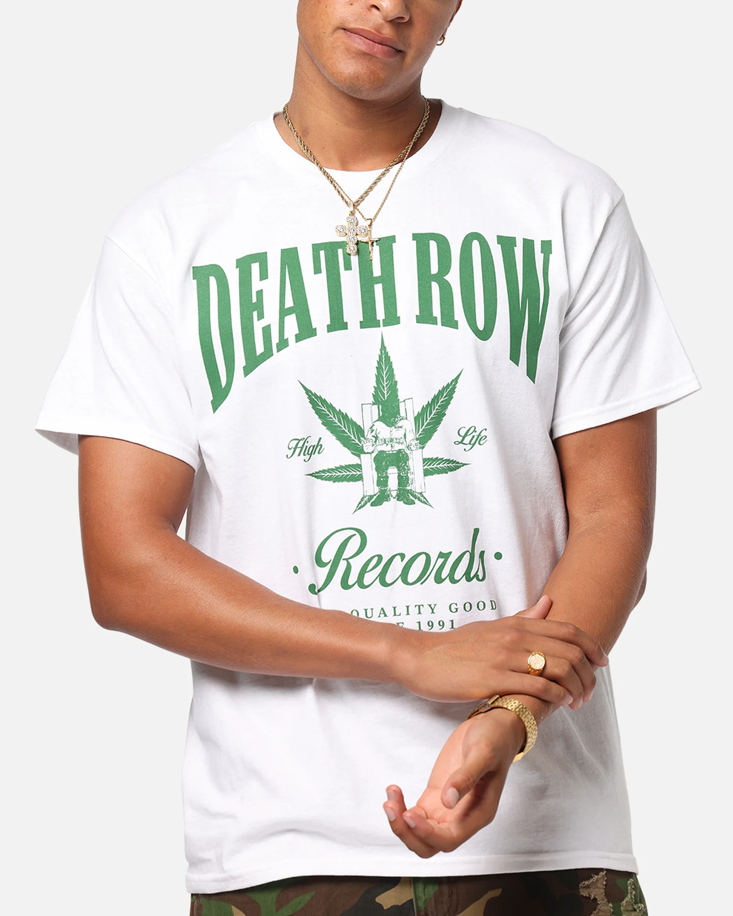 Deathrow Records High Life T-Shirt White - Image 6
