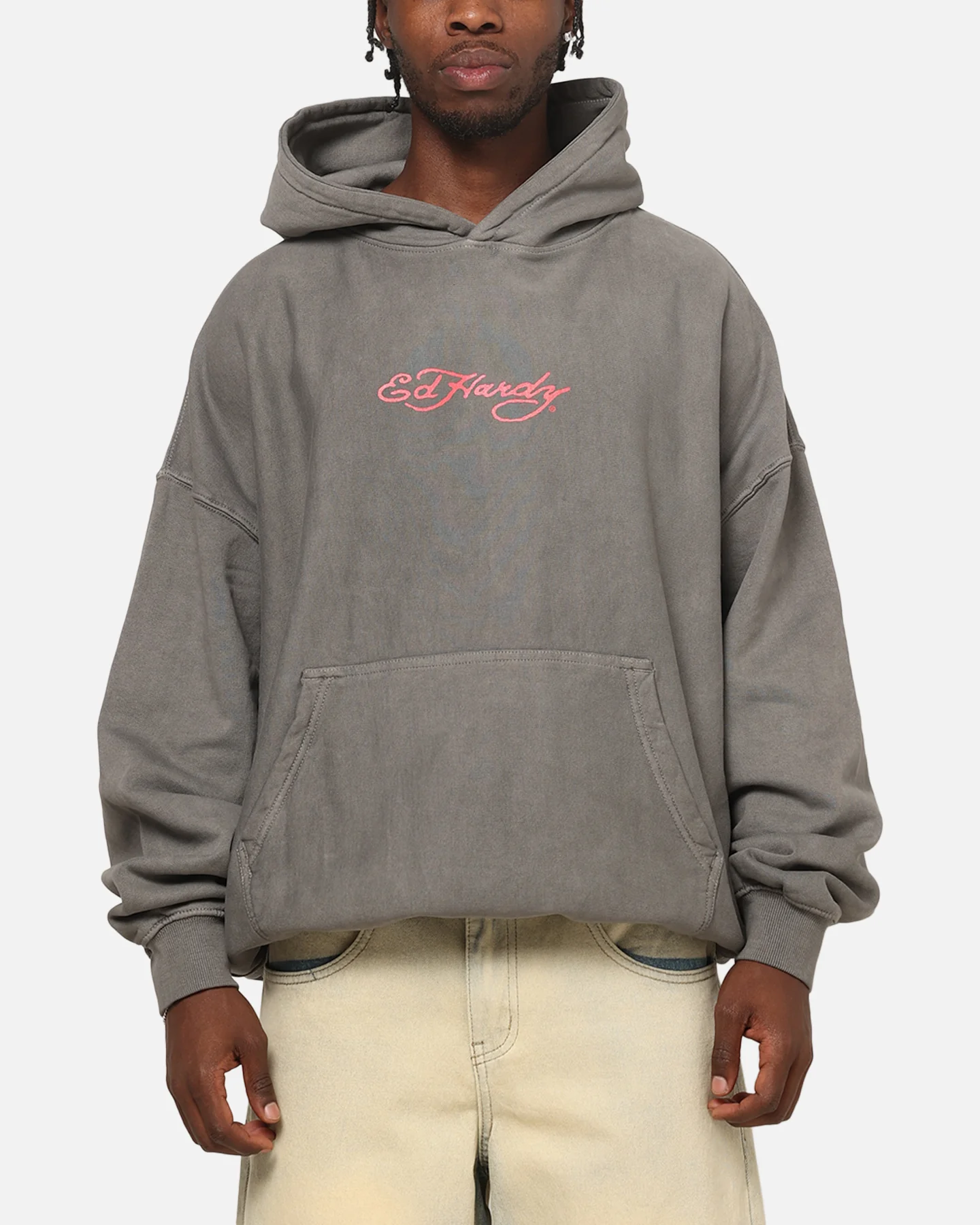 Ed Hardy Bloom Hoodie Washed Charcoal - Image 2
