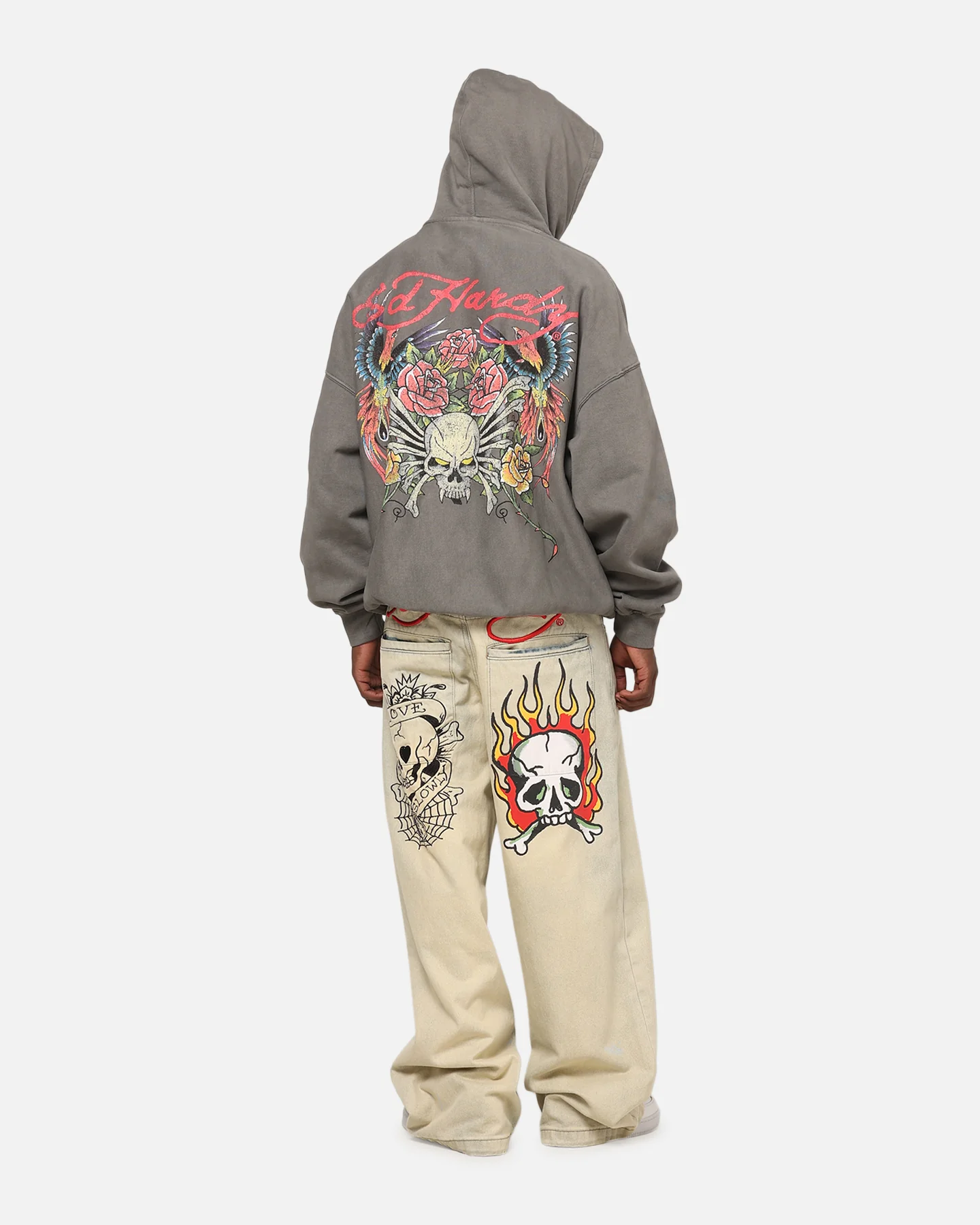 Ed Hardy Bloom Hoodie Washed Charcoal - Image 3