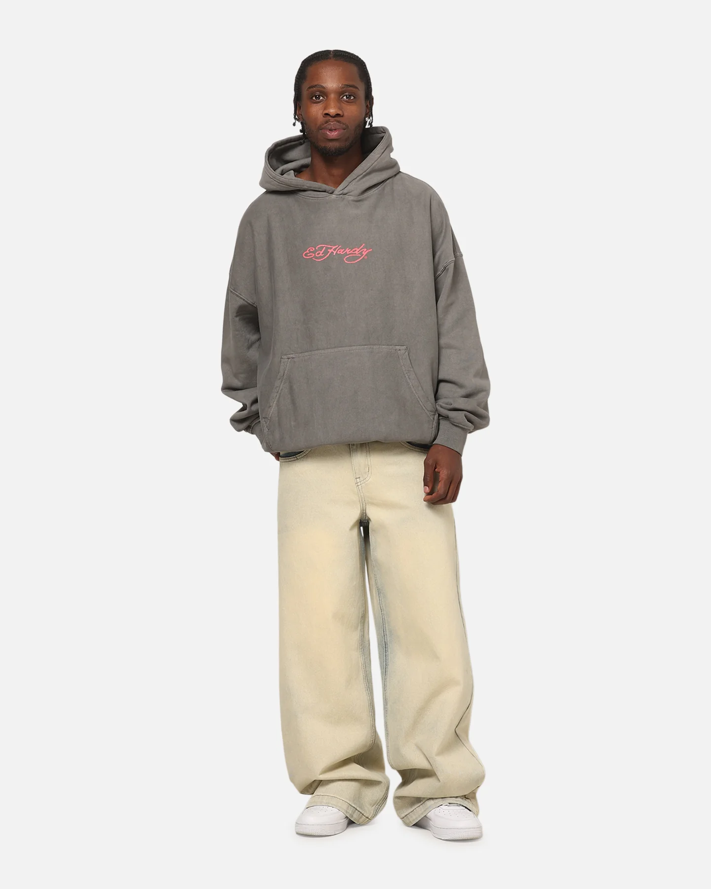 Ed Hardy Bloom Hoodie Washed Charcoal - Image 4