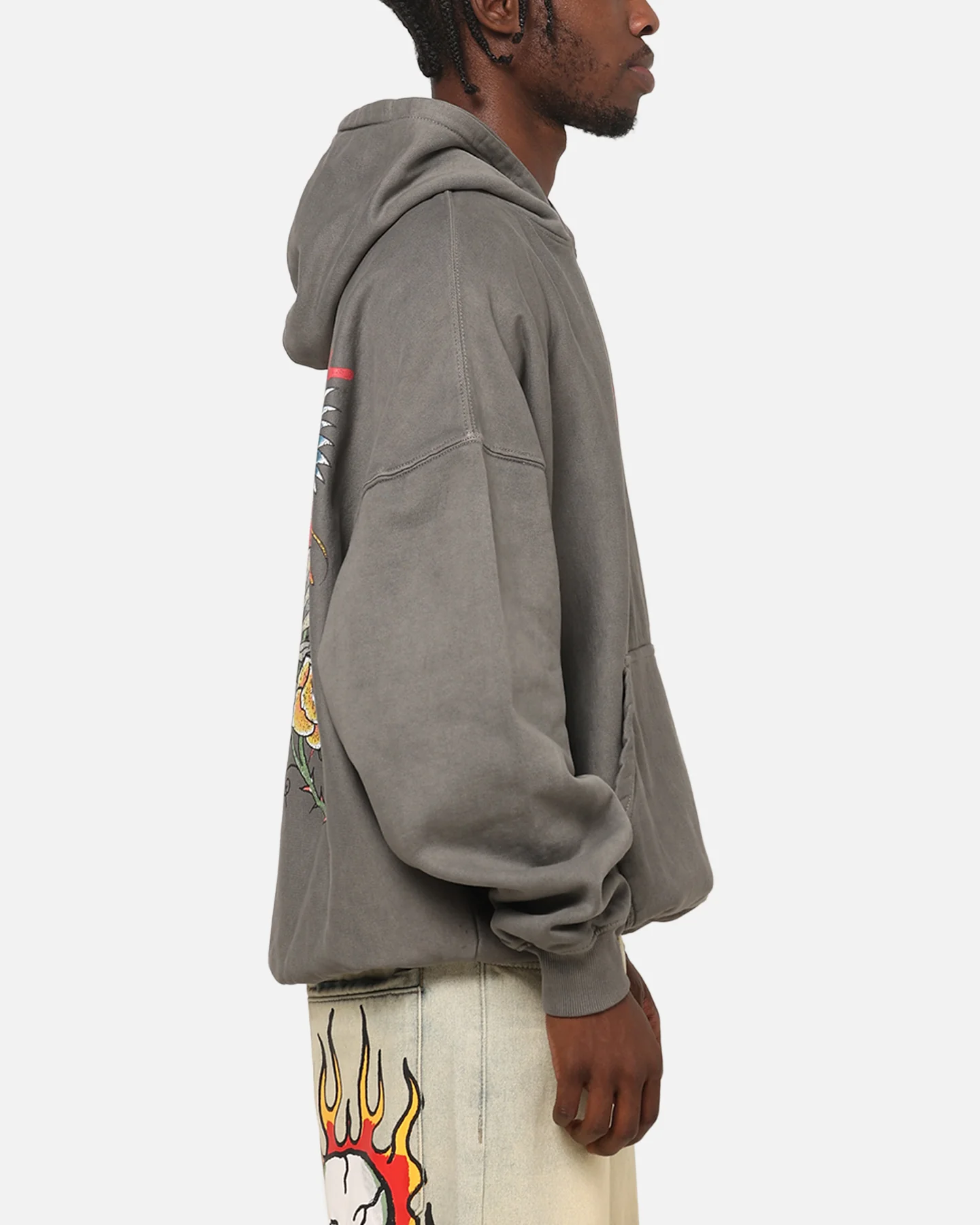 Ed Hardy Bloom Hoodie Washed Charcoal - Image 5