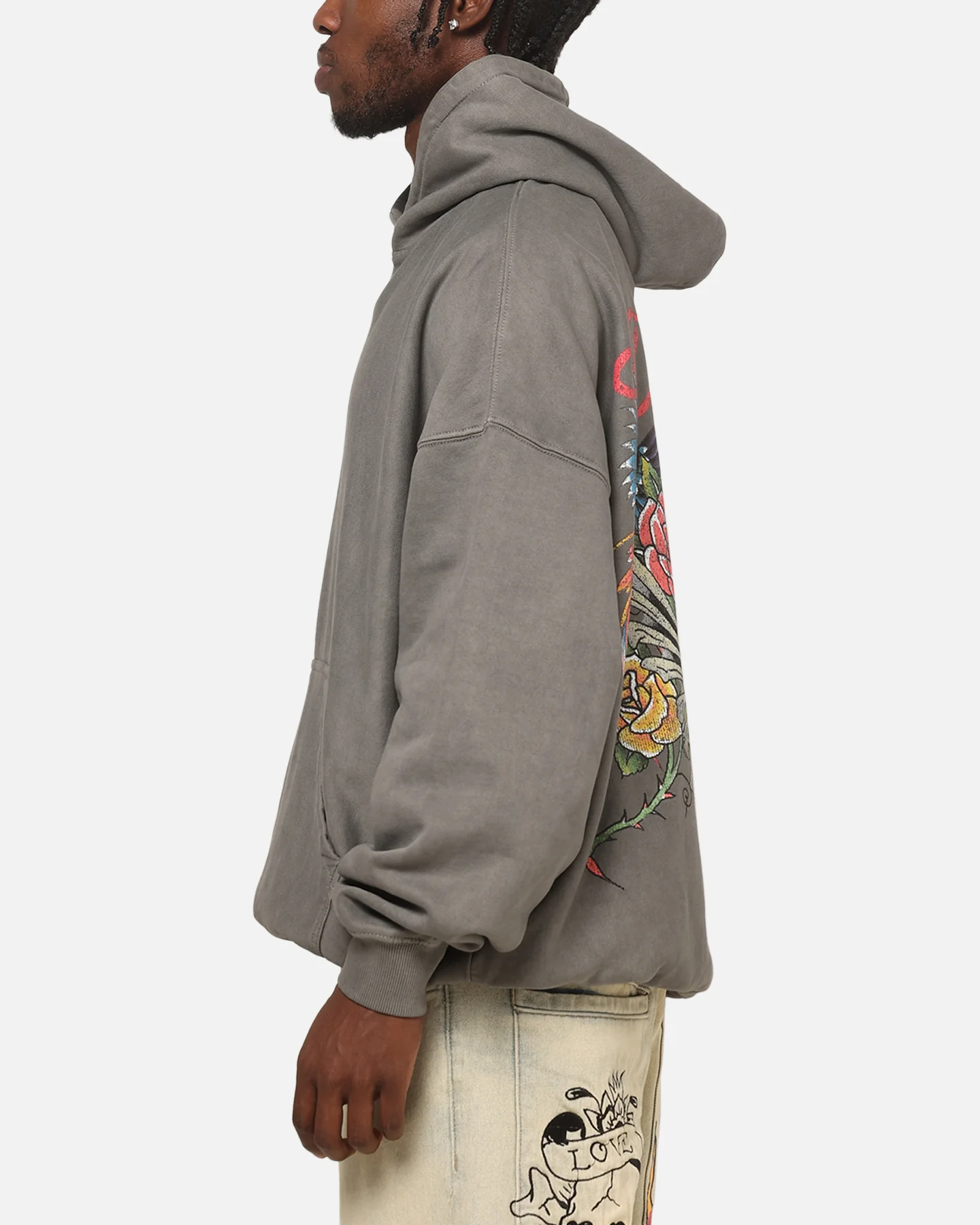 Ed Hardy Bloom Hoodie Washed Charcoal - Image 6
