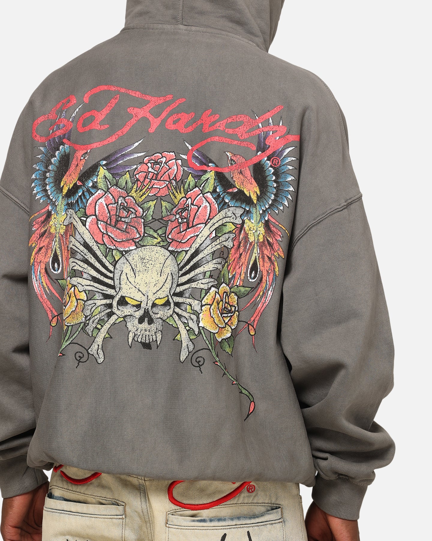 Ed Hardy Bloom Hoodie Washed Charcoal - Image 7