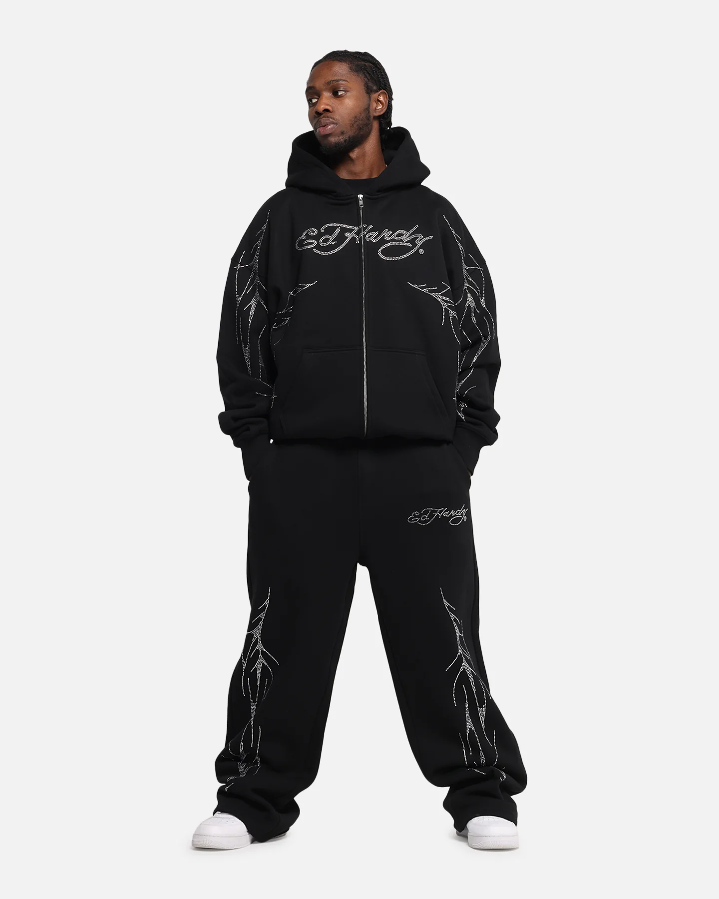 Ed Hardy Cyber Rhinestone Track Pants Black - Image 2