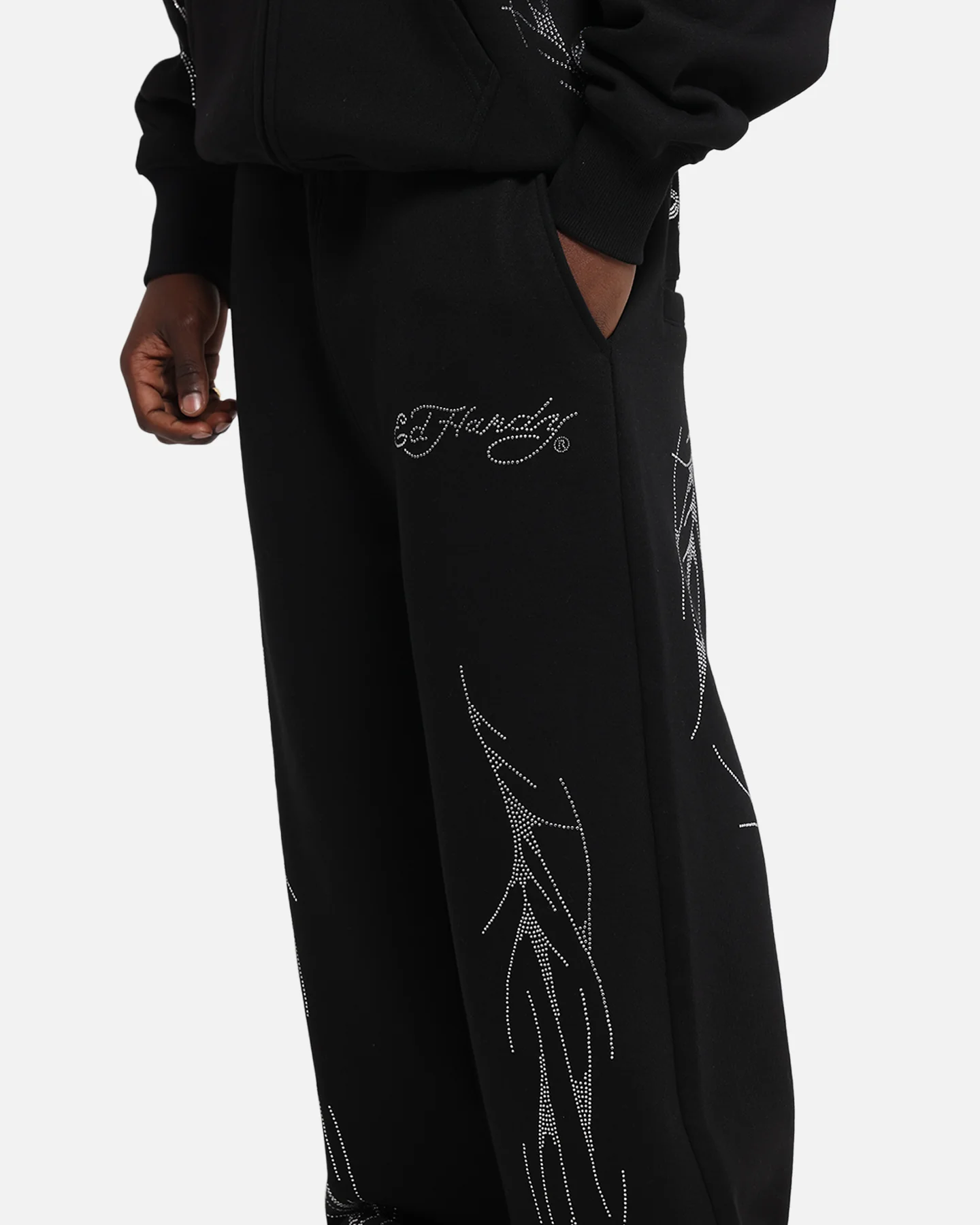 Ed Hardy Cyber Rhinestone Track Pants Black - Image 3