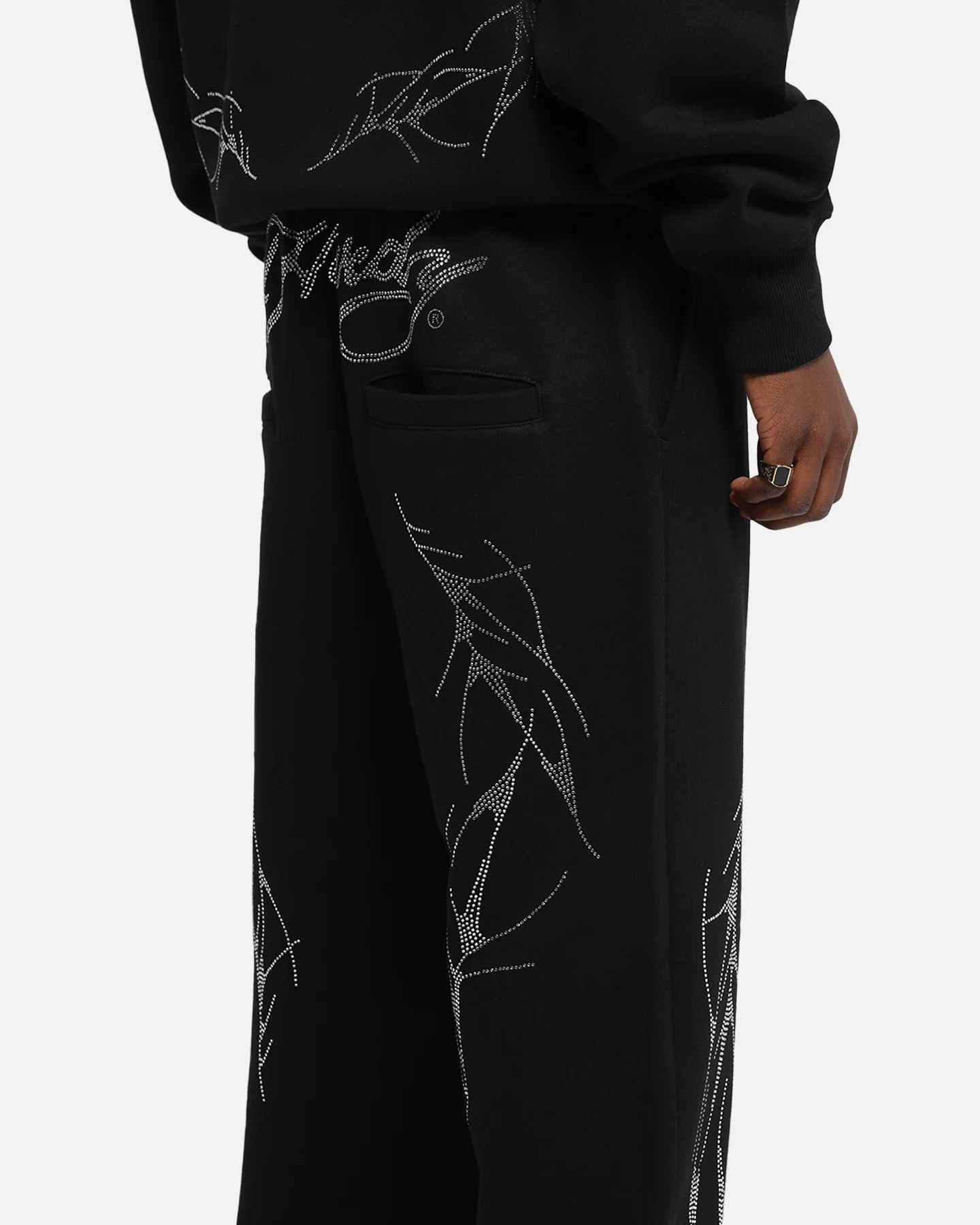Ed Hardy Cyber Rhinestone Track Pants Black - Image 4