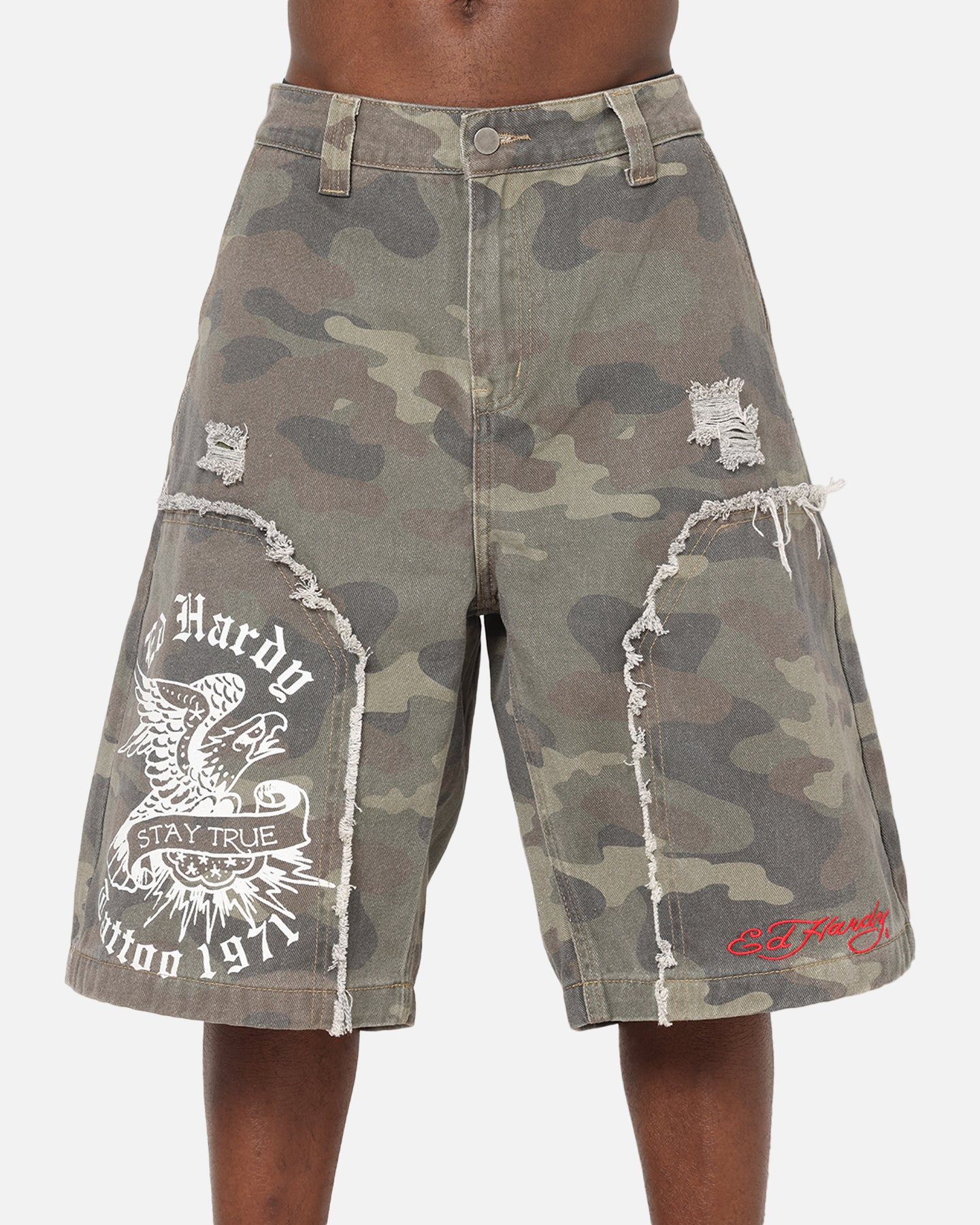 Ed Hardy Distress Camo Carpenter Jorts Camo - Image 7