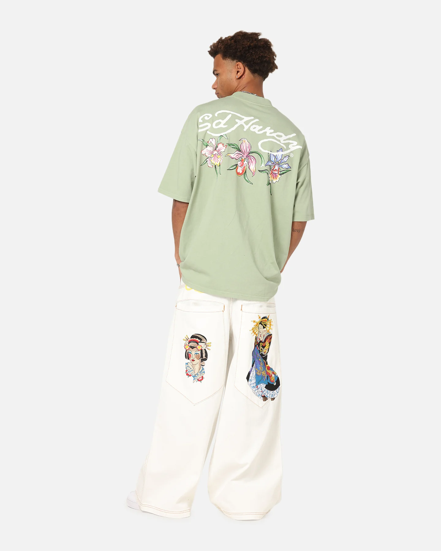 Ed Hardy Flowers T-Shirt Sage - Image 3