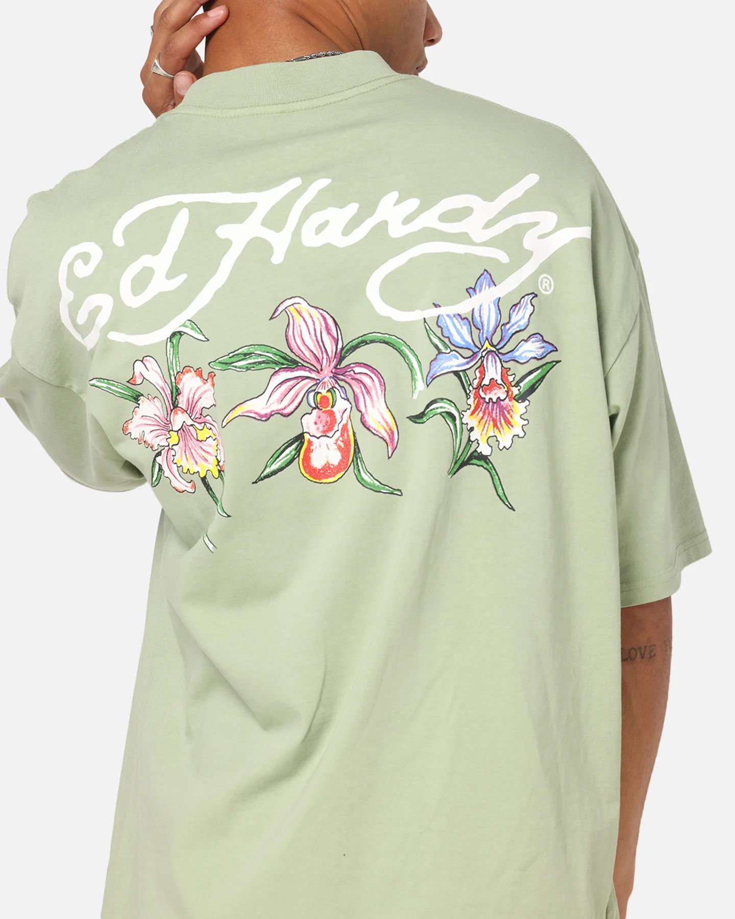 Ed Hardy Flowers T-Shirt Sage - Image 7