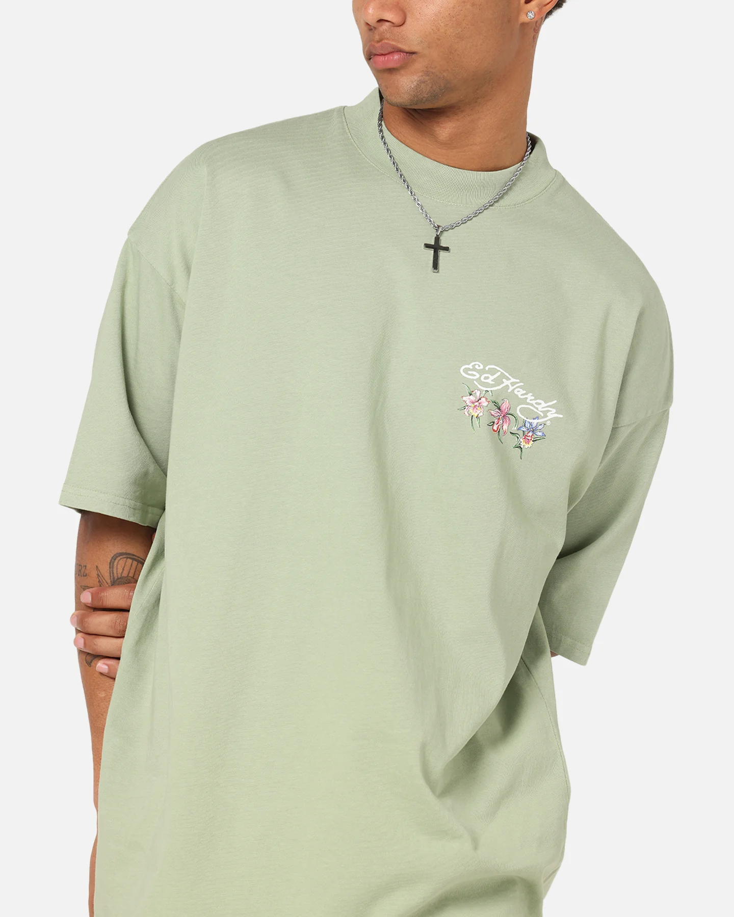 Ed Hardy Flowers T-Shirt Sage - Image 8