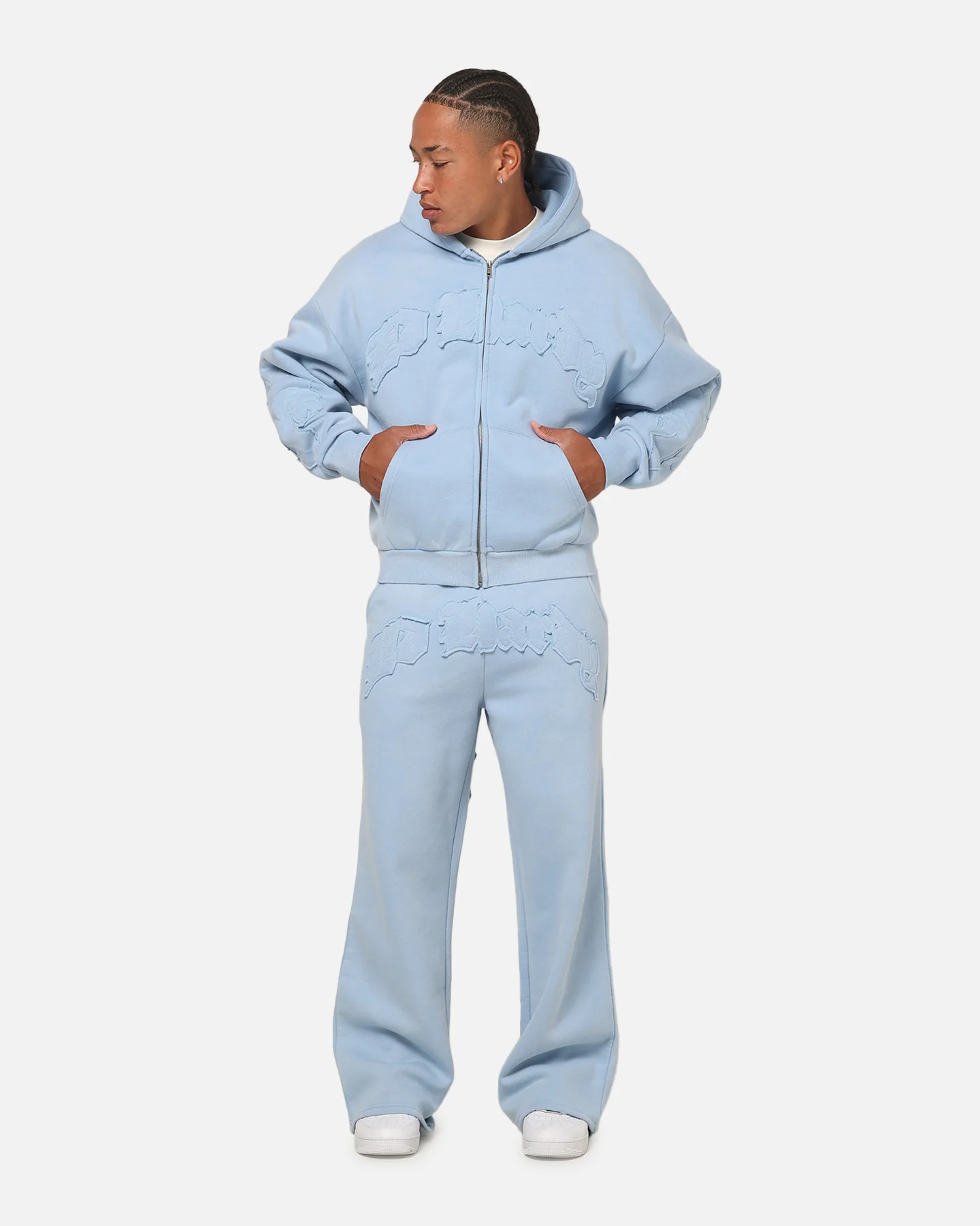 Ed Hardy Fray Zip Hoodie Blue - Image 2