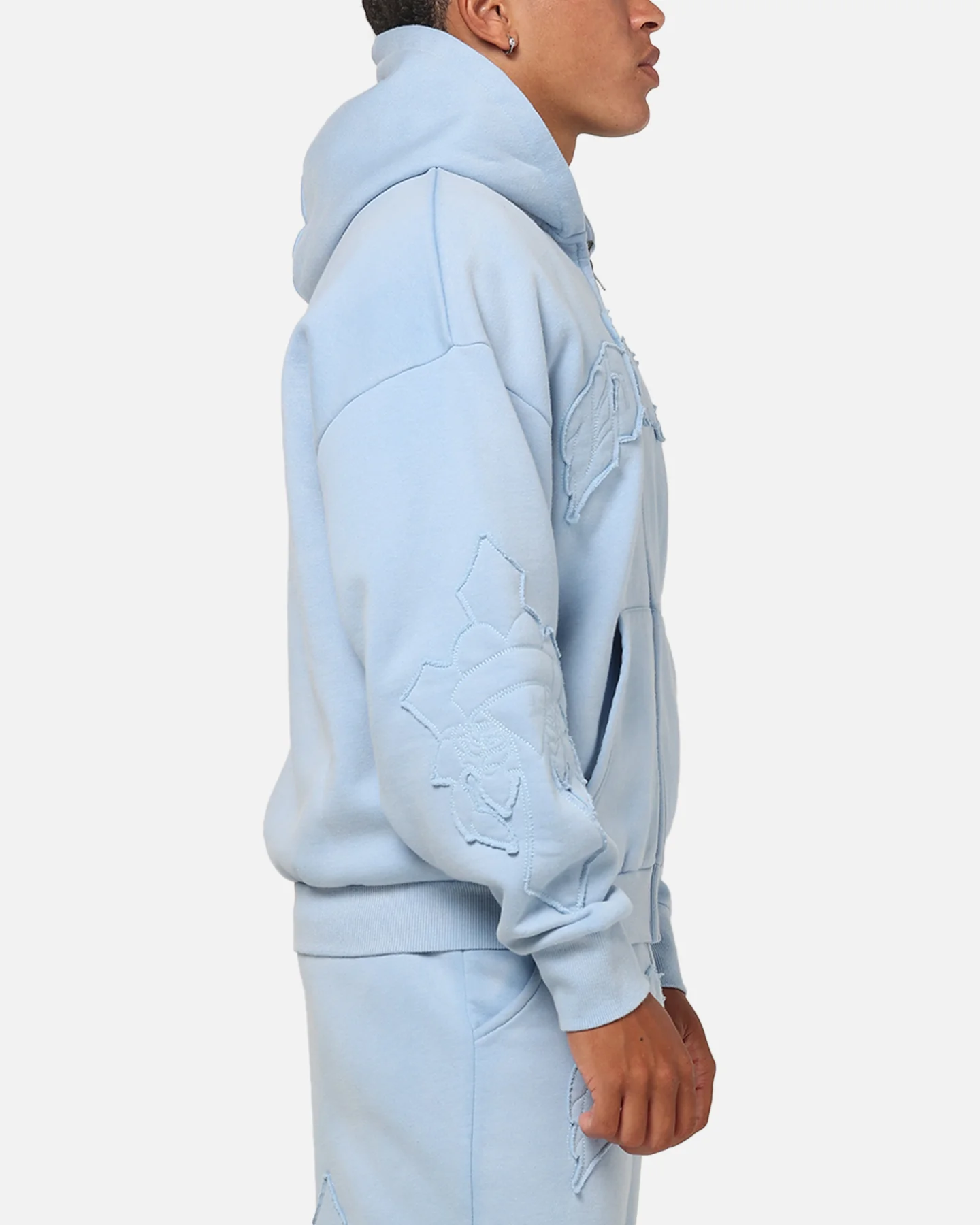 Ed Hardy Fray Zip Hoodie Blue - Image 4