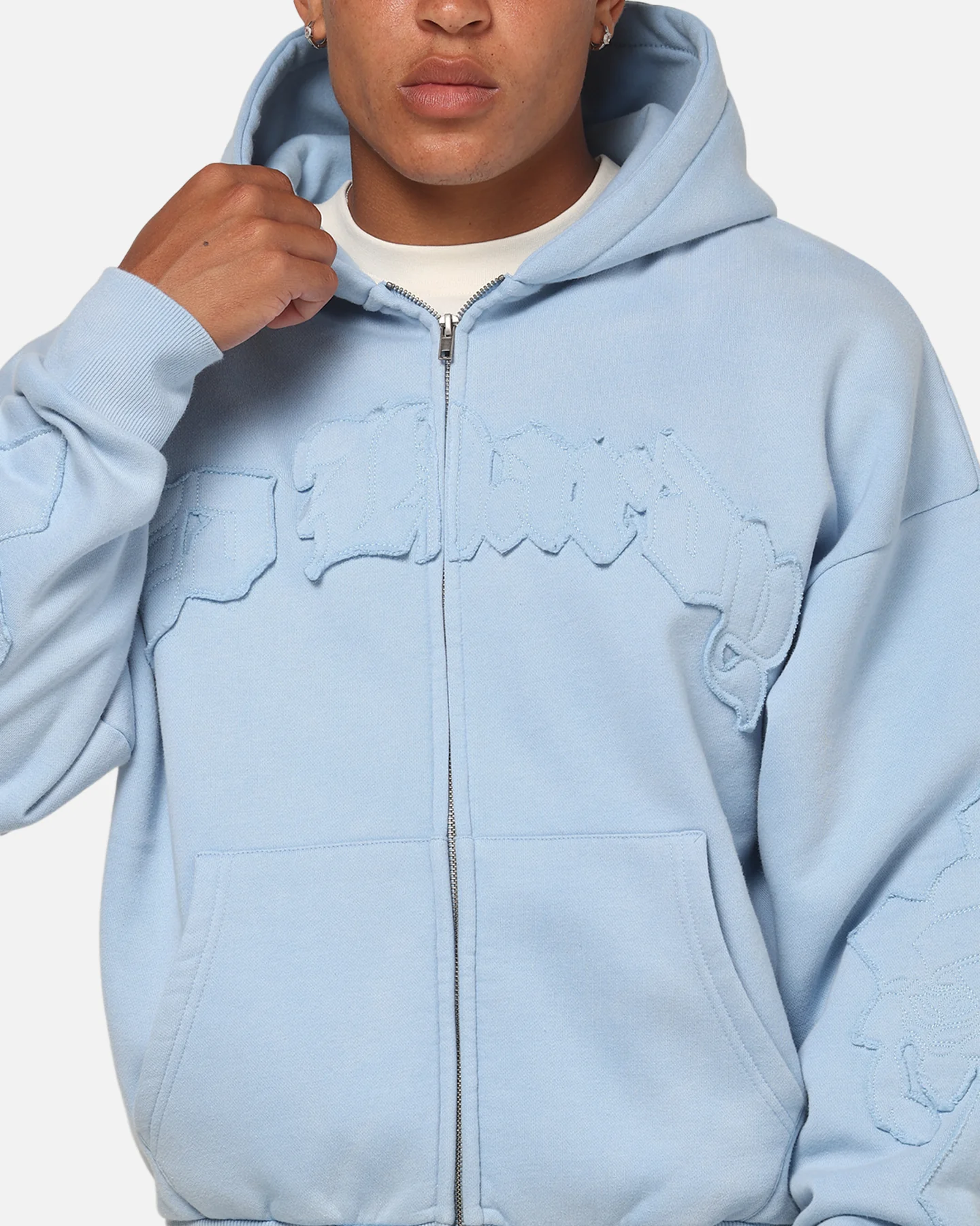 Ed Hardy Fray Zip Hoodie Blue - Image 6