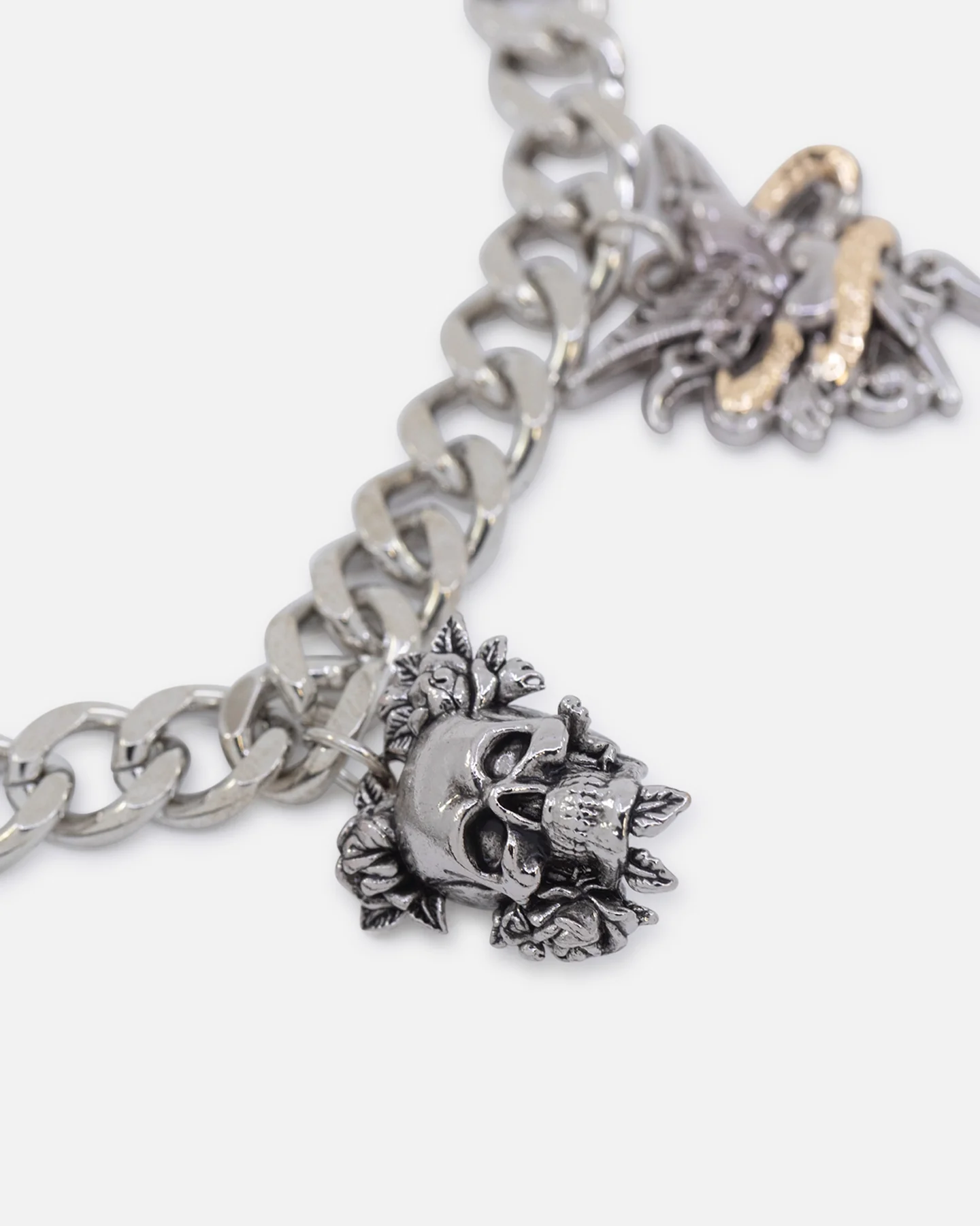Ed Hardy Multi Charm Cuban Chain Necklace Silver - Image 7