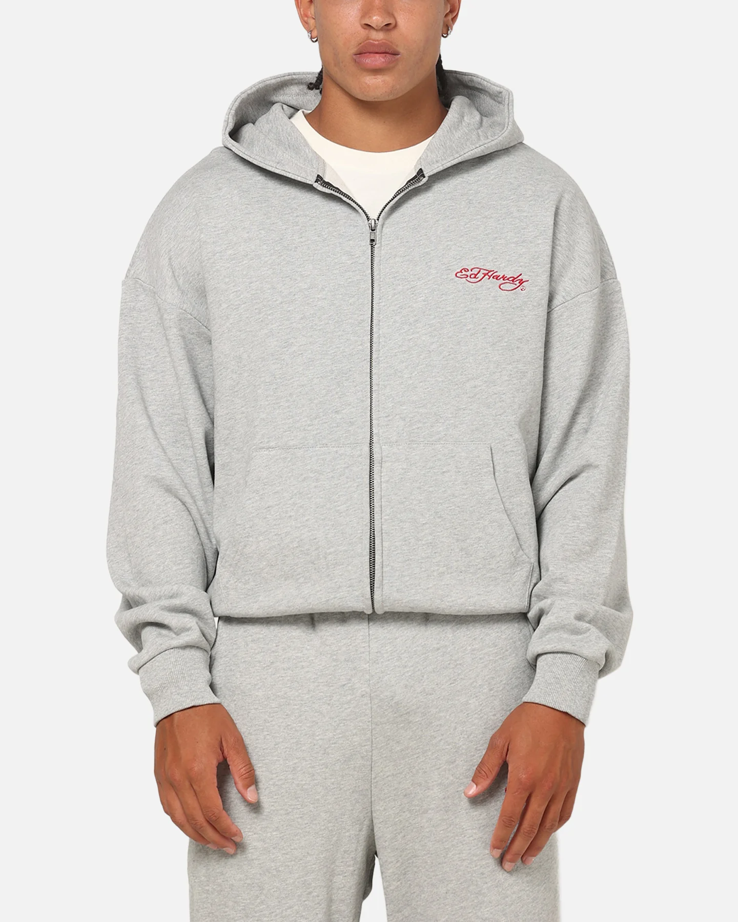 Ed Hardy Signature Hoodie Grey Marle - Image 2