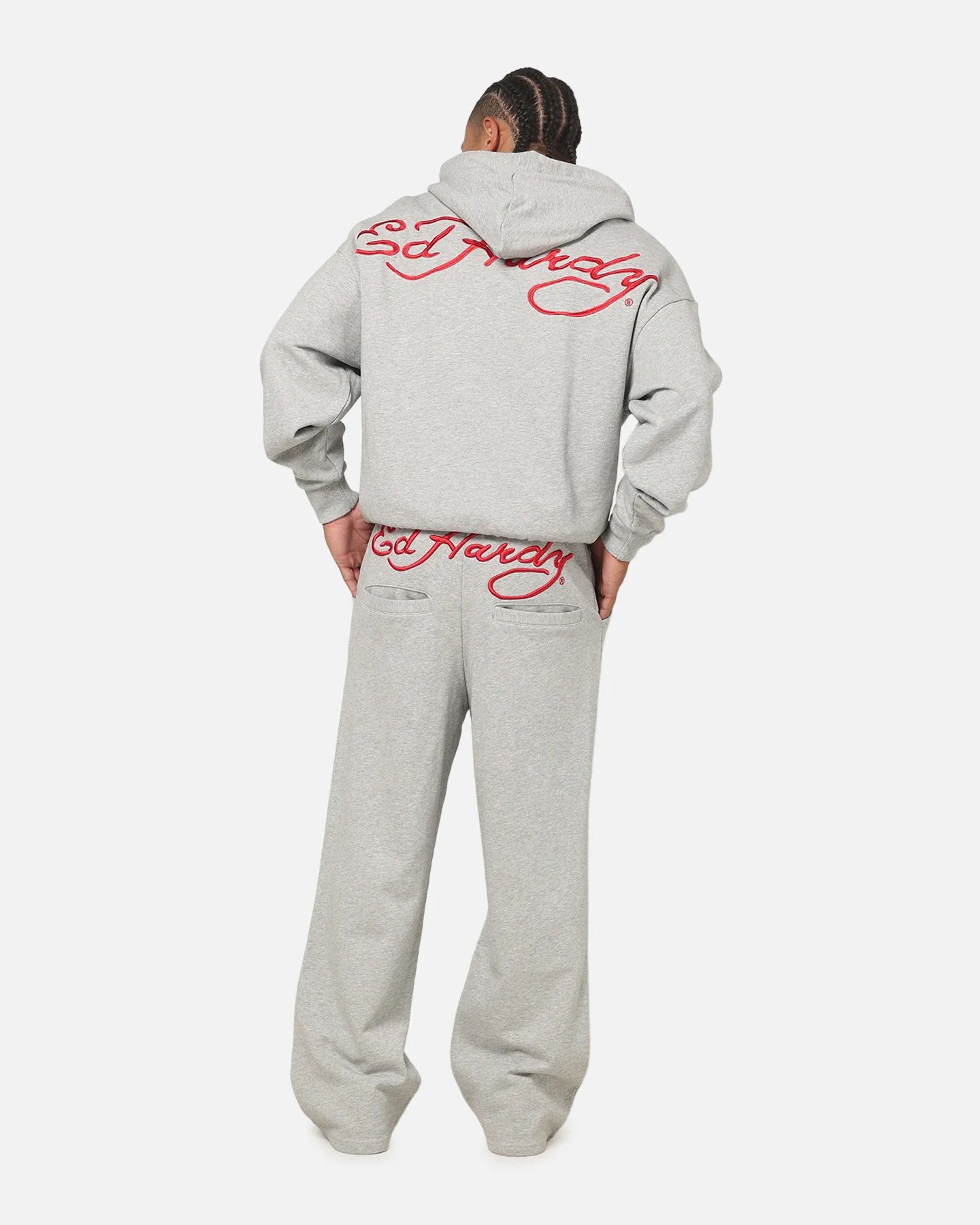 Ed Hardy Signature Hoodie Grey Marle - Image 3